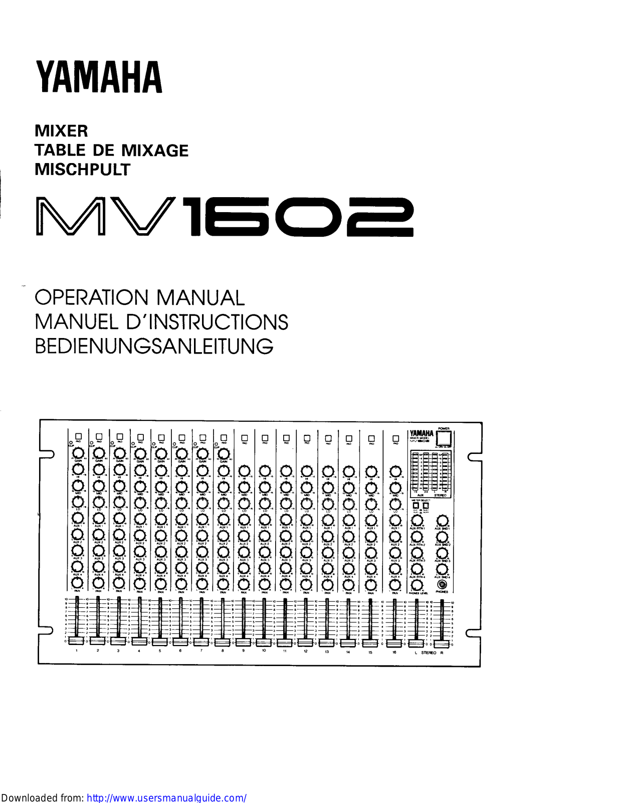 Yamaha Audio MV1602 User Manual