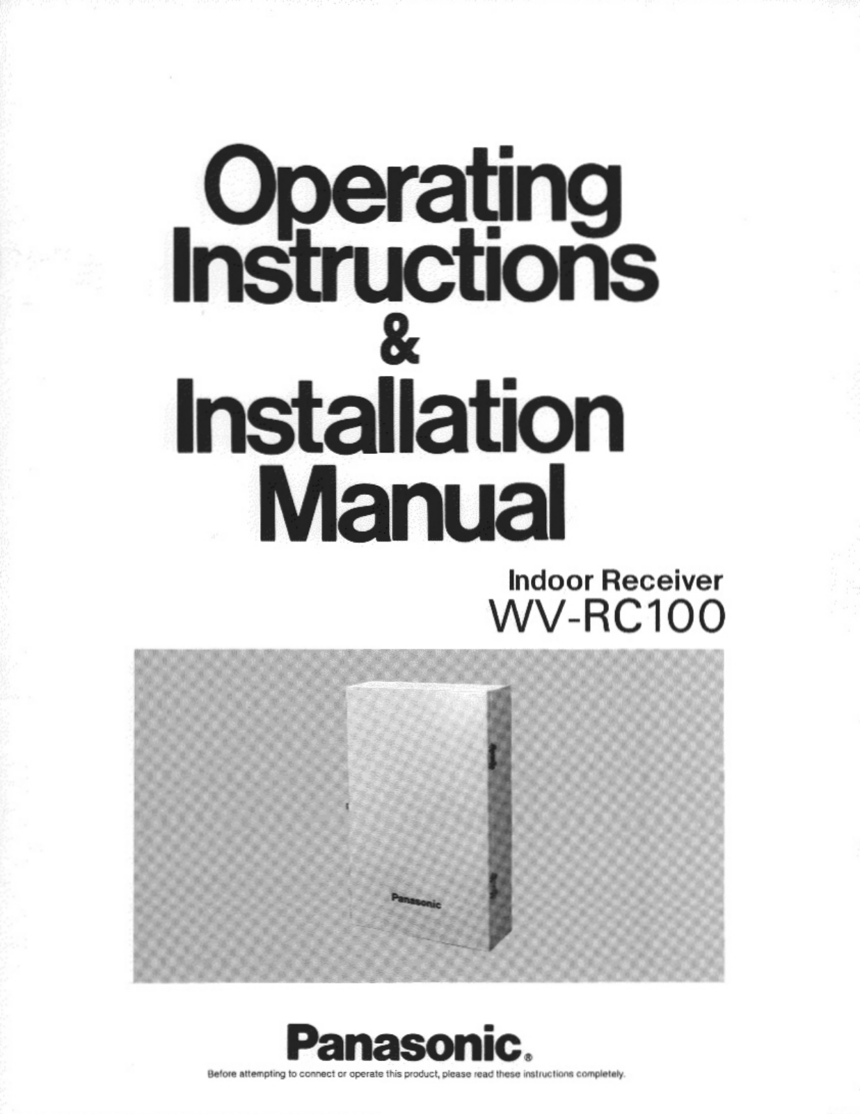 Panasonic WV-RC100 User Manual
