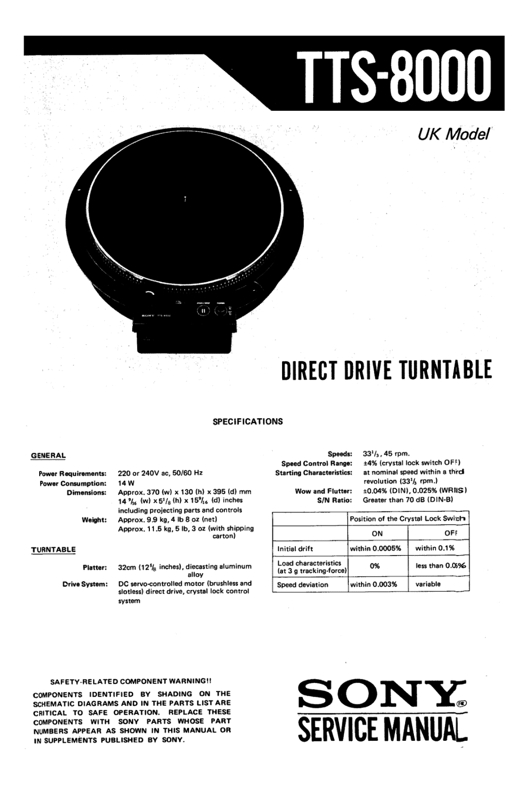 Sony TTS-8000 Service Manual