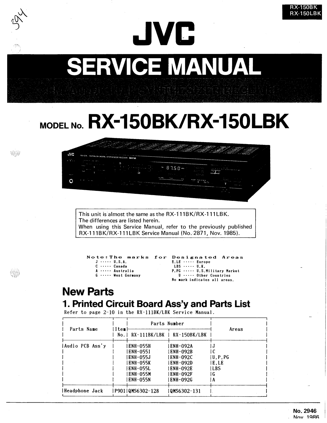 Jvc RX-150-BK Service Manual