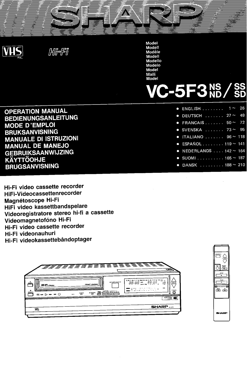 Sharp VC-5F3NS, VC-5F3ND, VC-5F3SS, VC-5F3SD User Manual