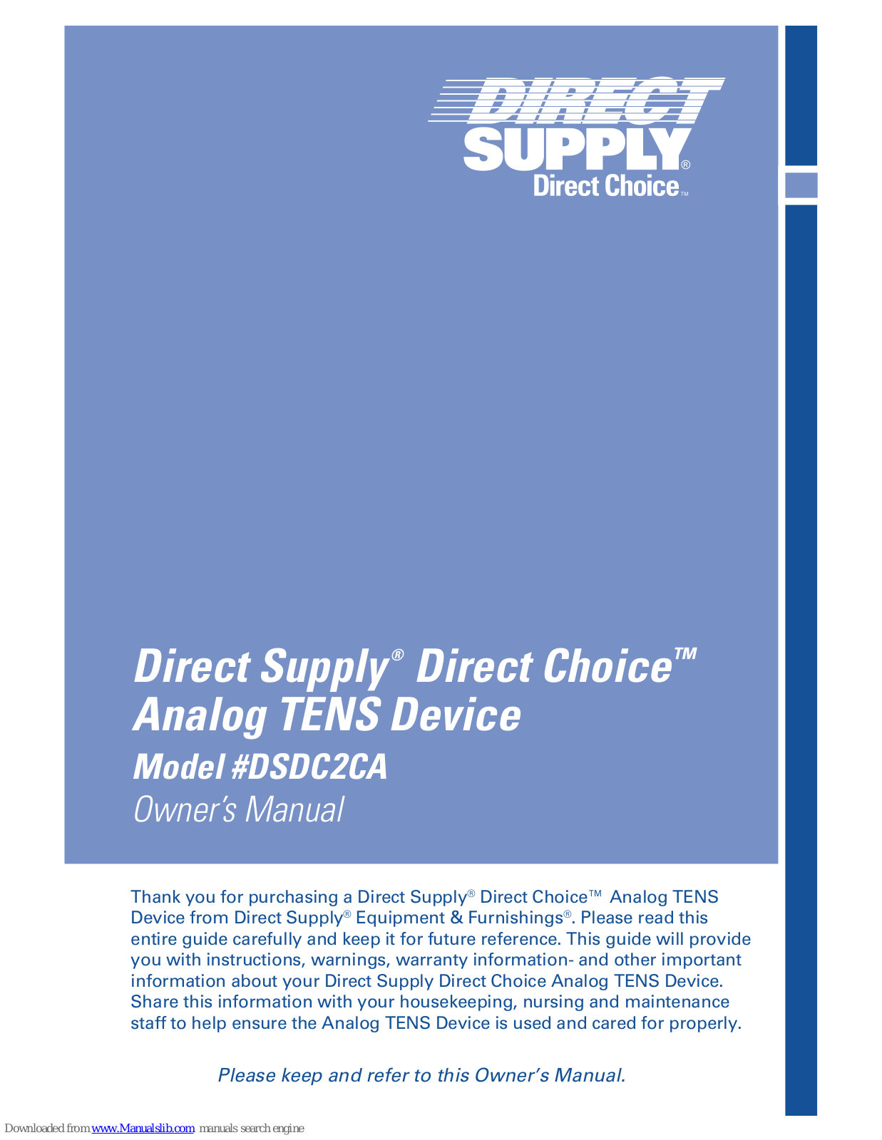 Direct Supply Direct Choice DSDC2CA Owner's Manual