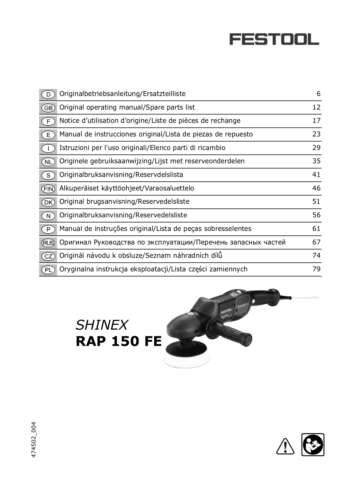 Festool SHINEX RAP 150 FE User Manual