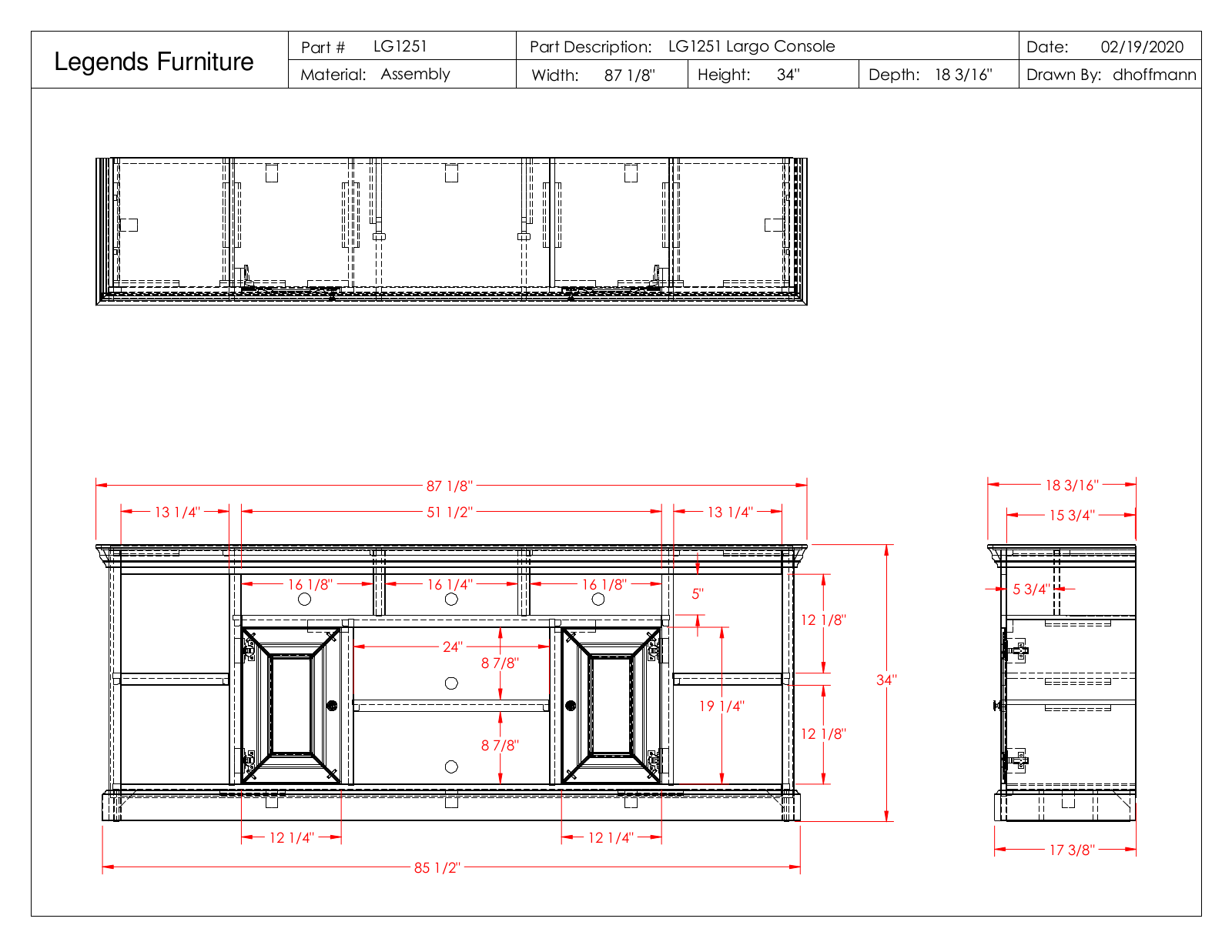 Legends Furniture LG1251 Specification Sheet