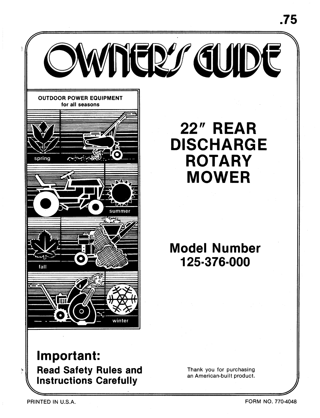 MTD 125-376-000 User Manual