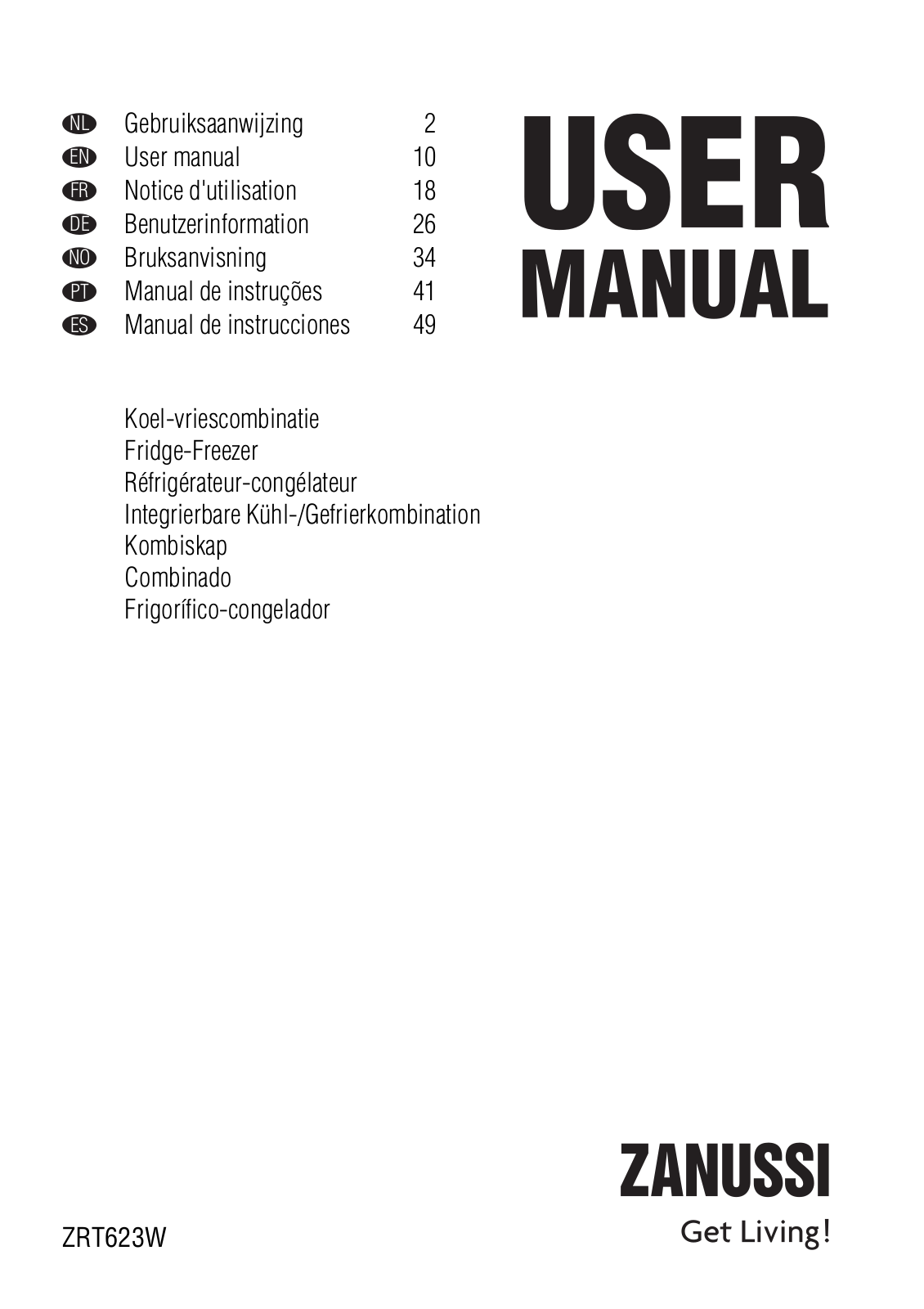 Zanussi ZRT623W User Manual