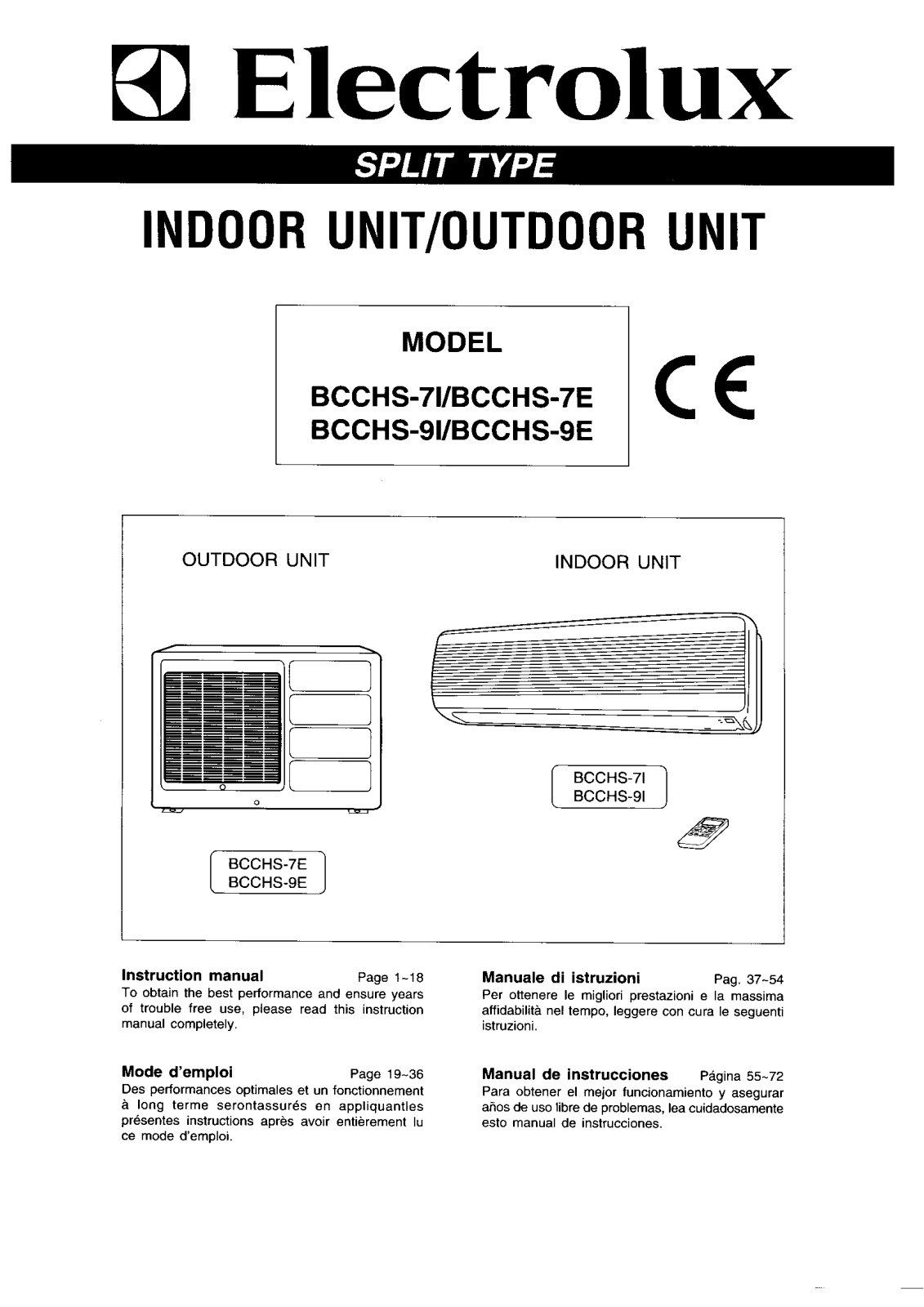 AEG BCCHS9I, BCCHS7I, BCCHS7E, BCCHS9E User Manual