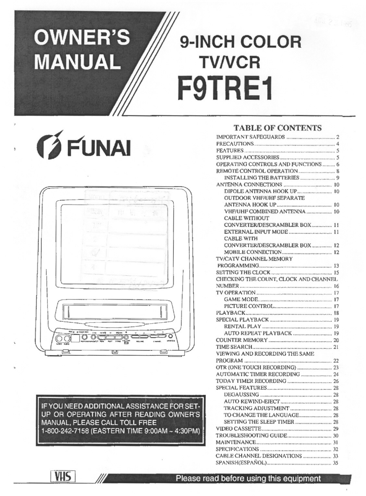 Funai F9TRE1 User Manual