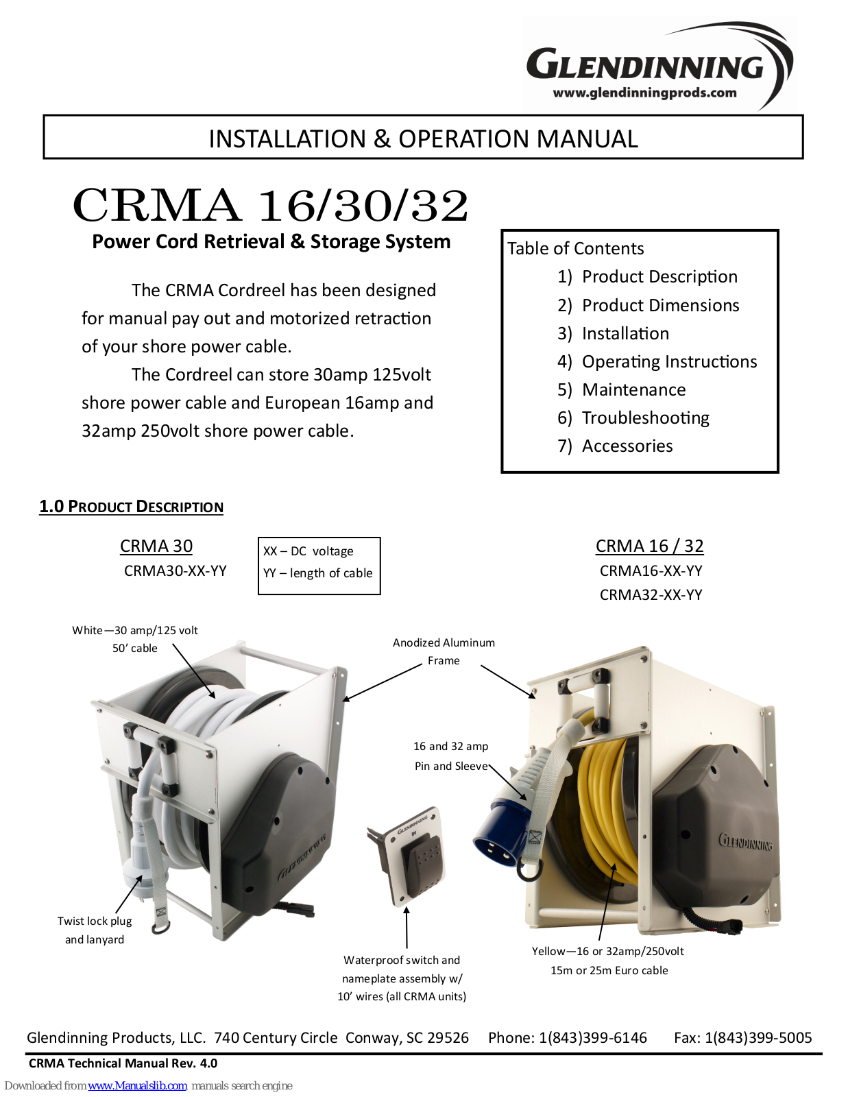 Glendinning CRMA 16, CRMA 32, CRMA 30 Installation & Operation Manual