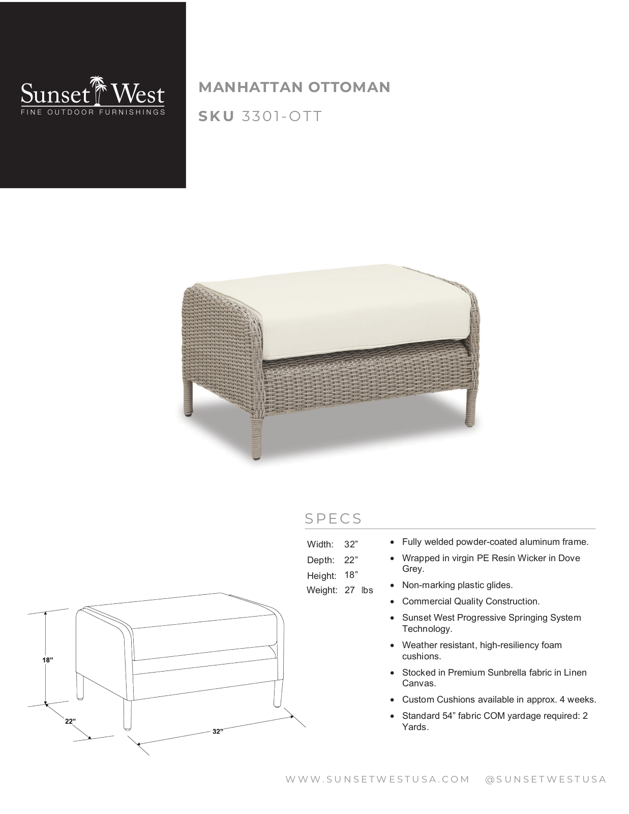Sunset West XSW1528 Specifications - ManualMachine.com