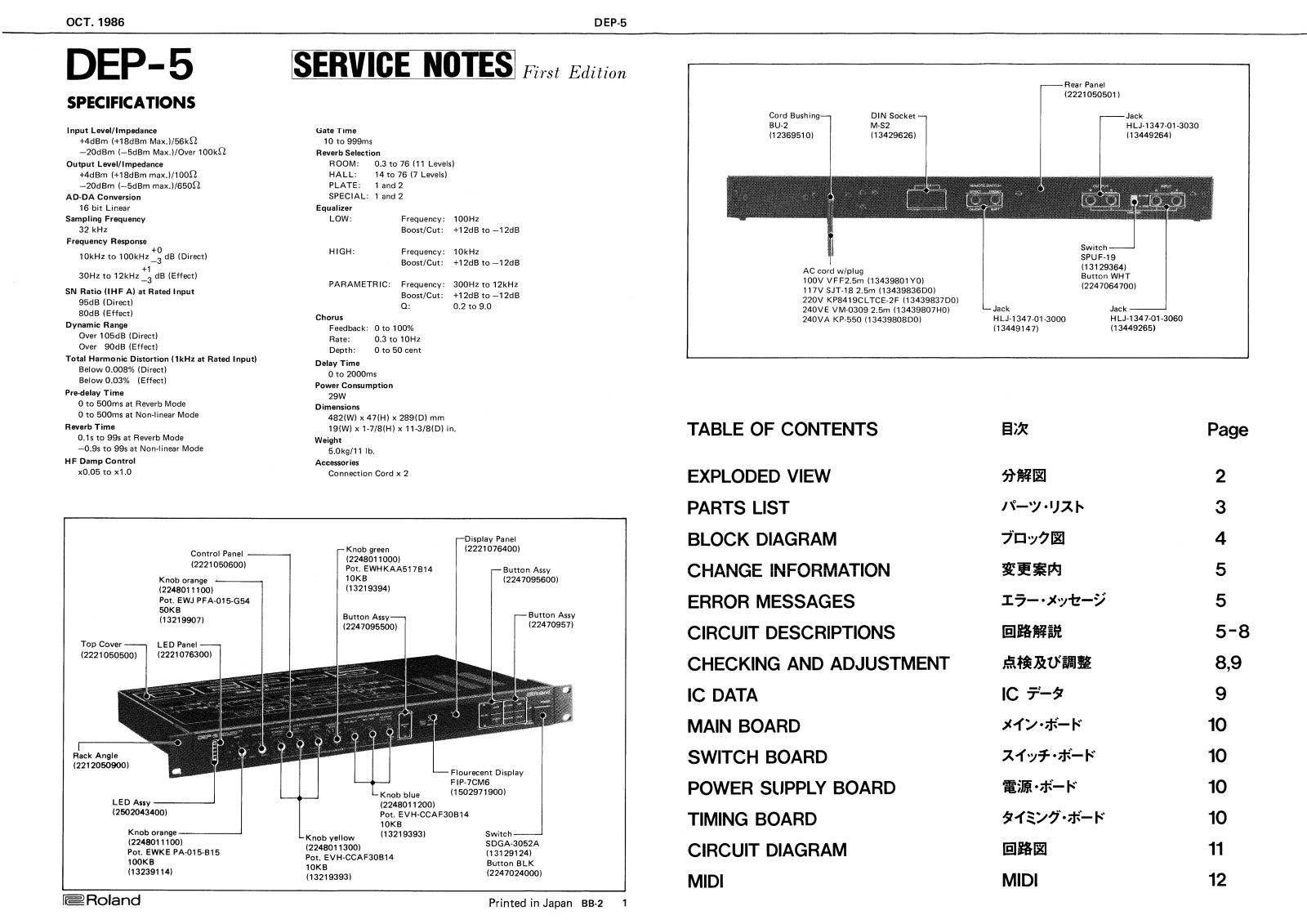 Roland DEP-5 Service Notes