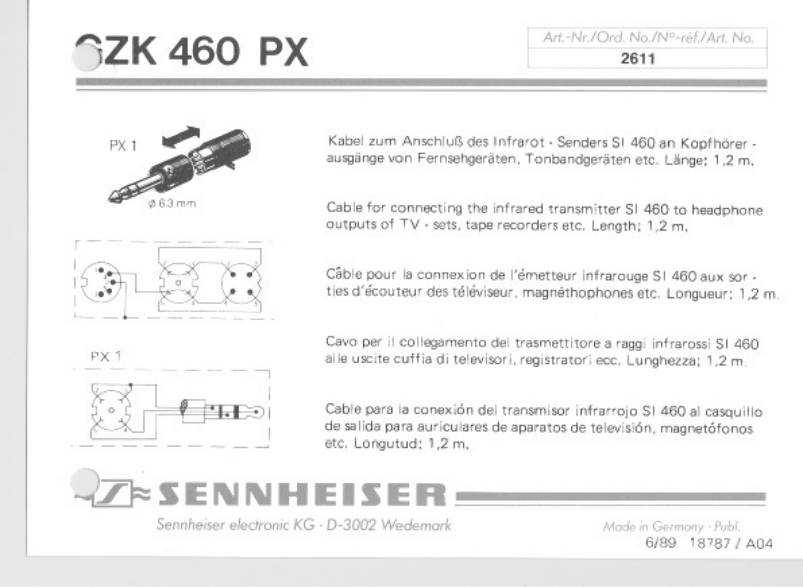 Sennheiser GZK 460 PX User Manual