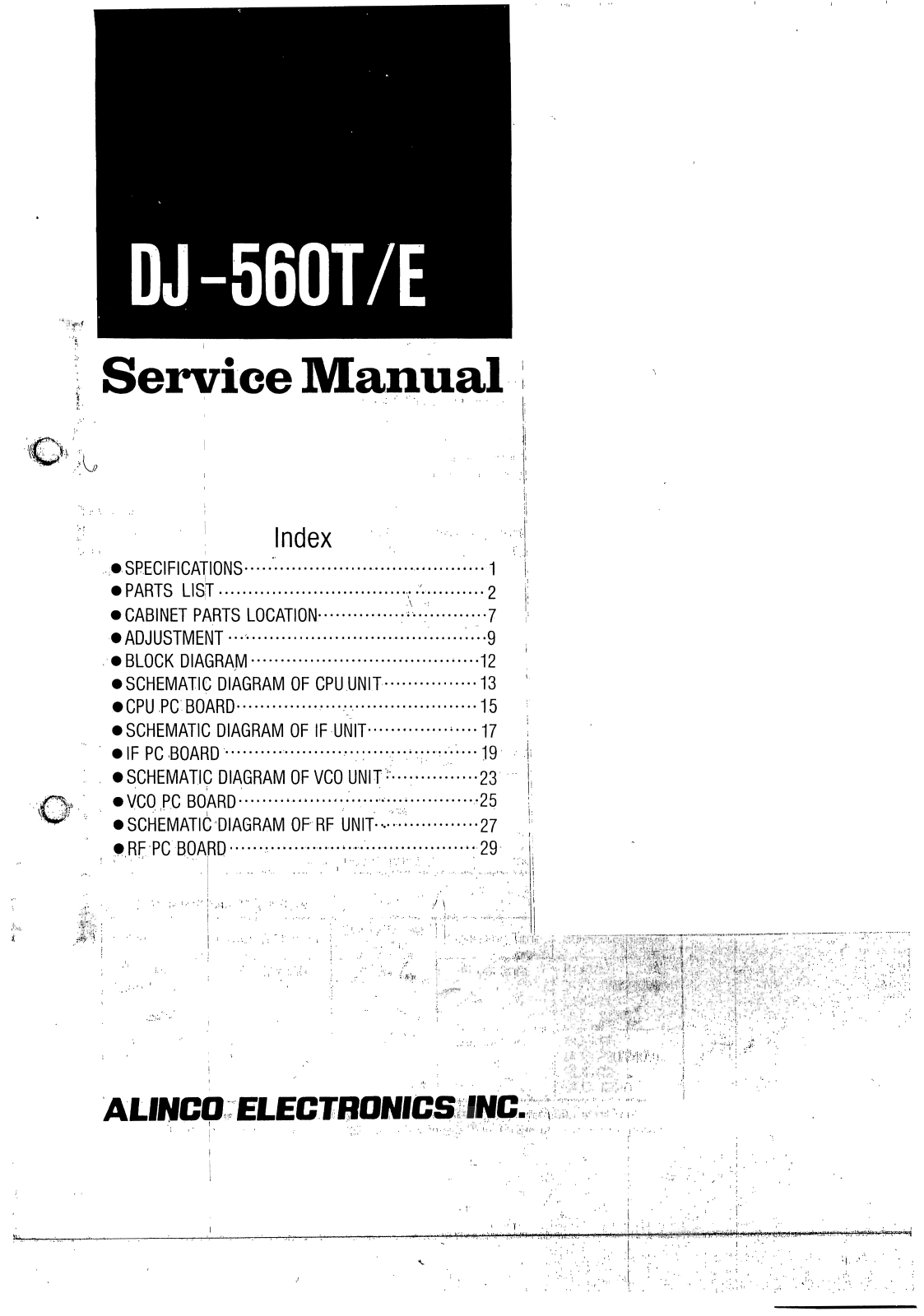 Alinco dj560T E Service Manual