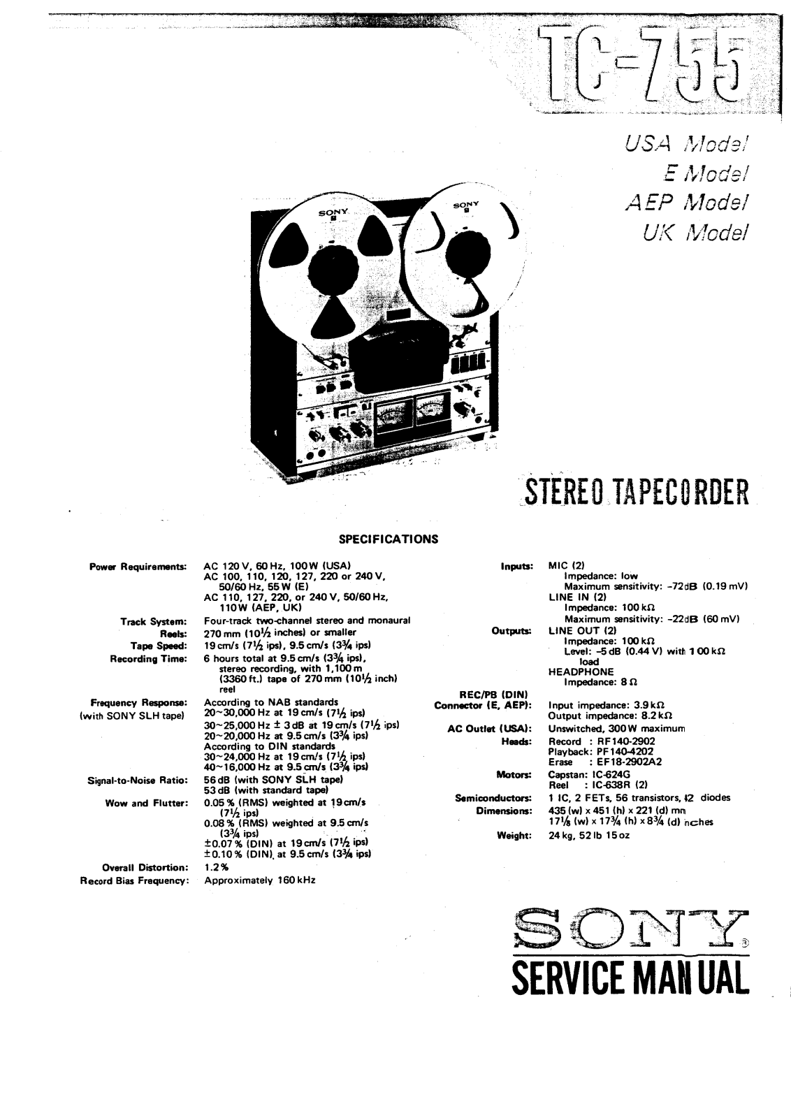 Sony tc 755 Service