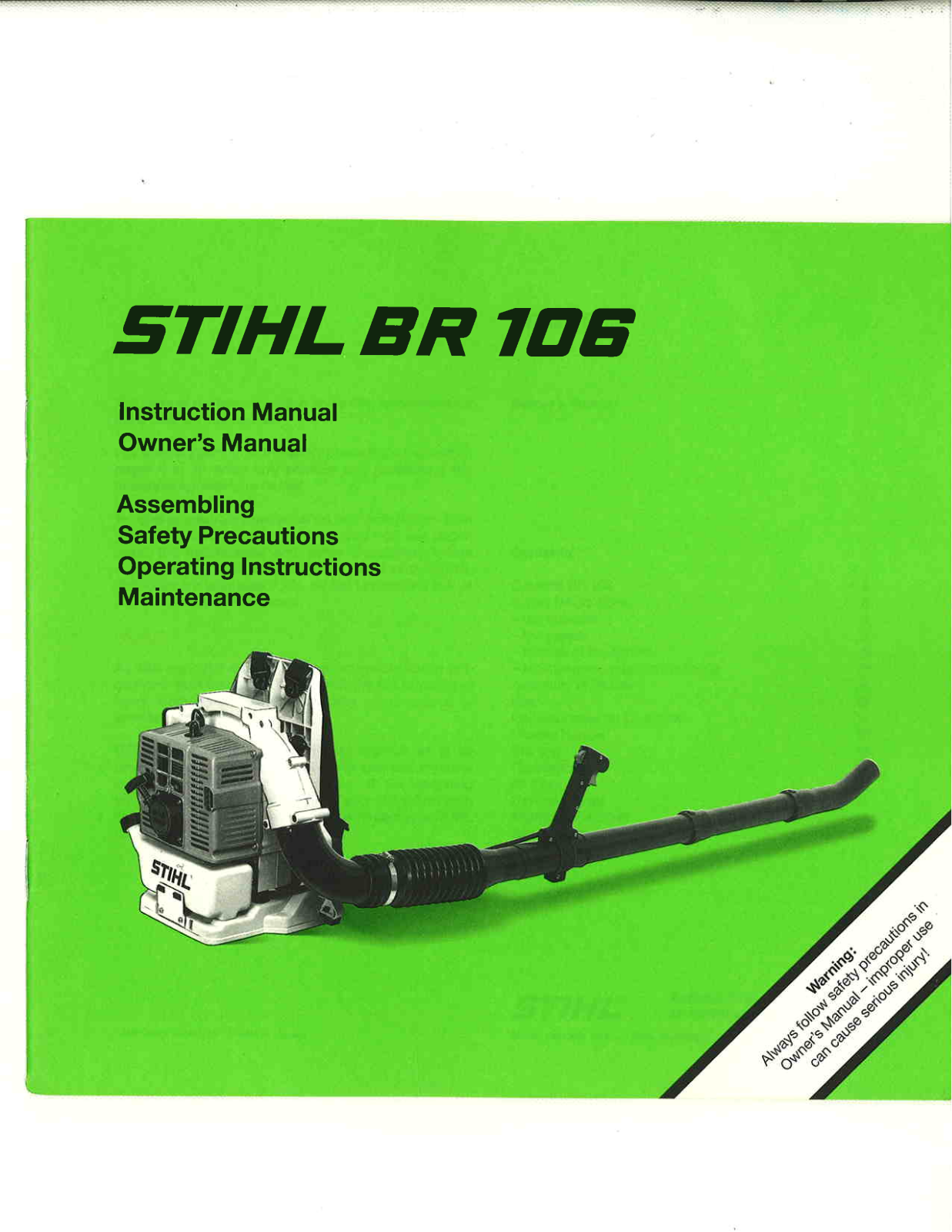 STIHL BR 106 Owner's Manual