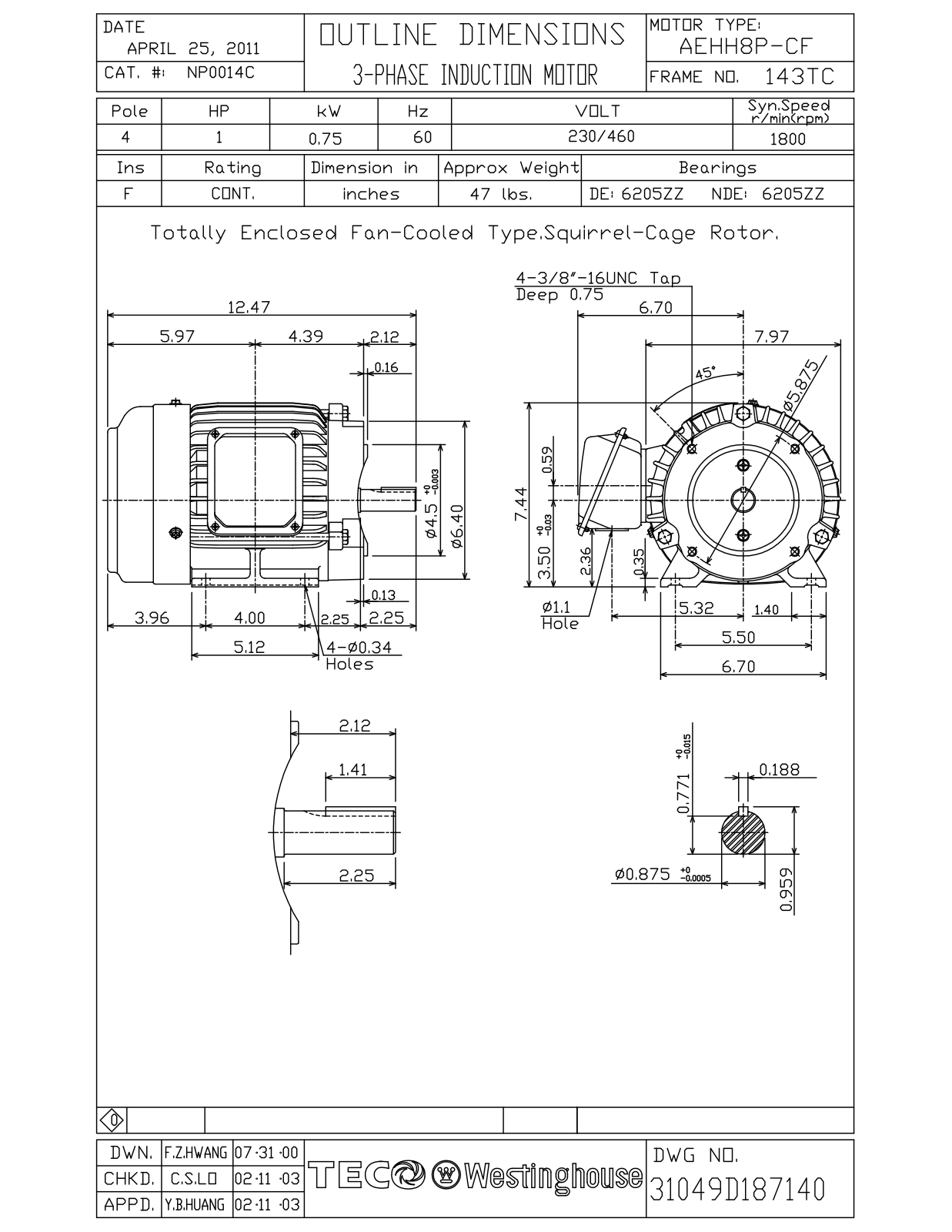Datasheet NP0014C Reference Drawing (Teco) - ManualMachine.com