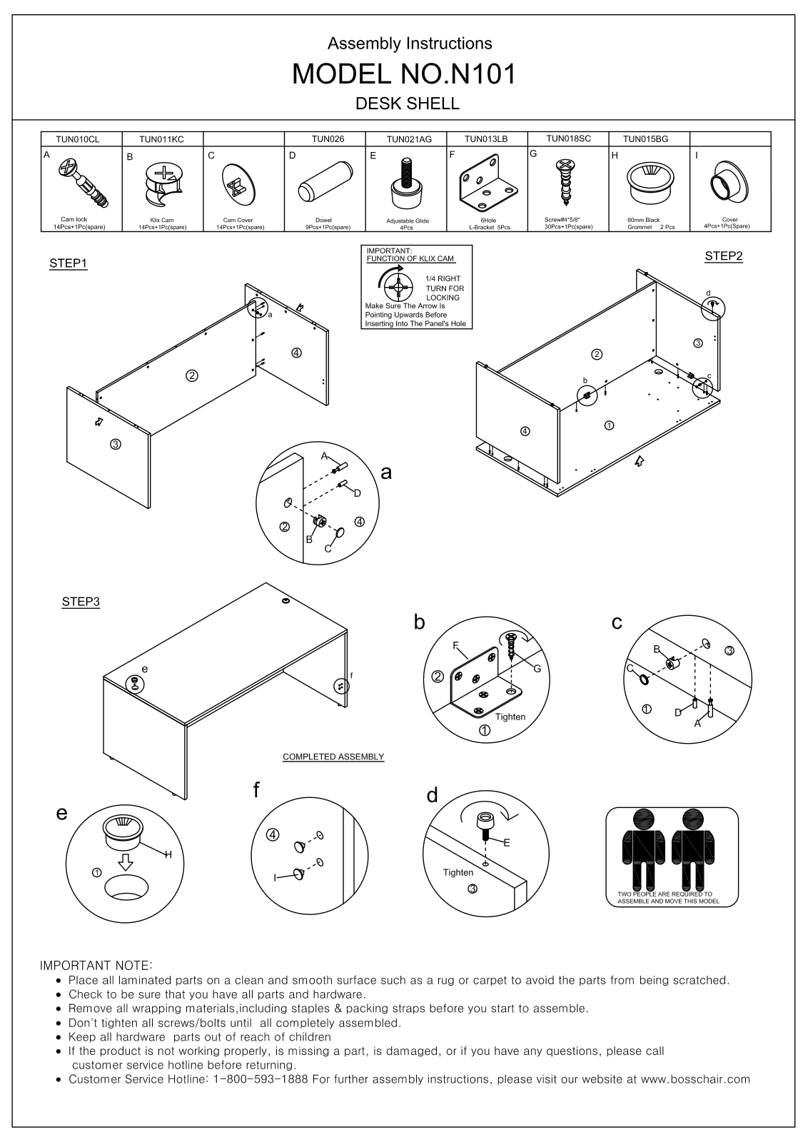 Boss N101DW Assembly Guide