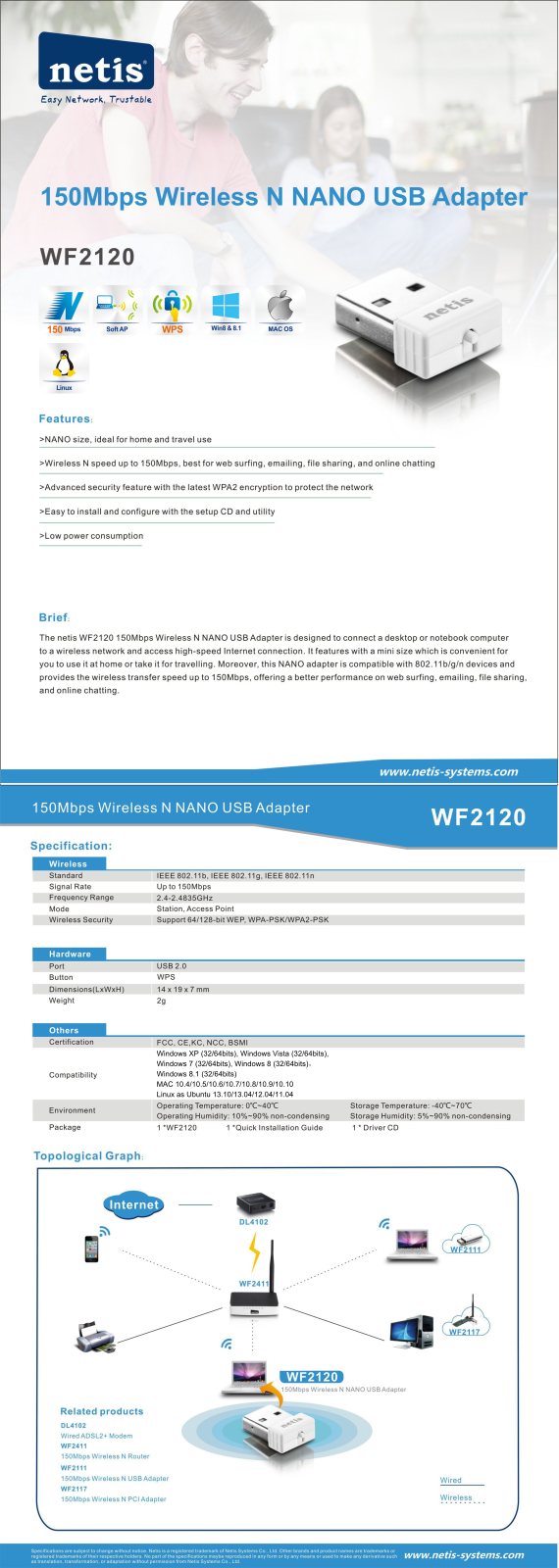 netis WF2120 Technical data