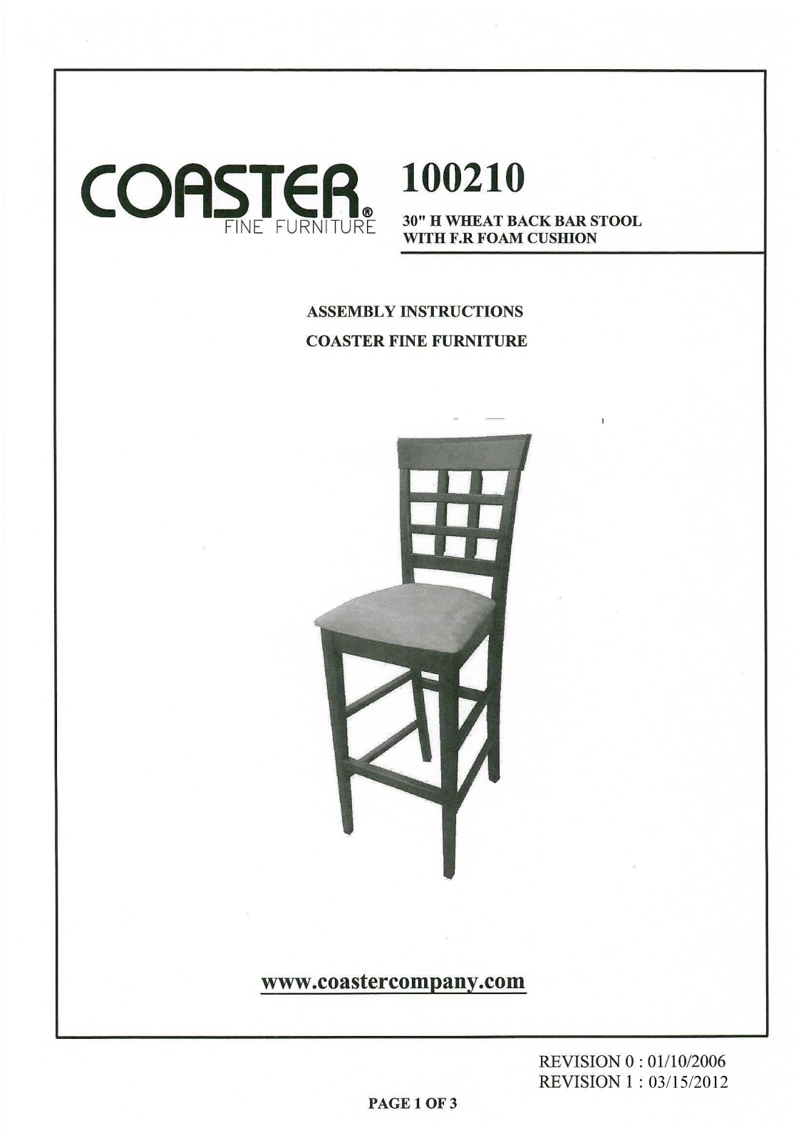 Coaster 100210 User Manual