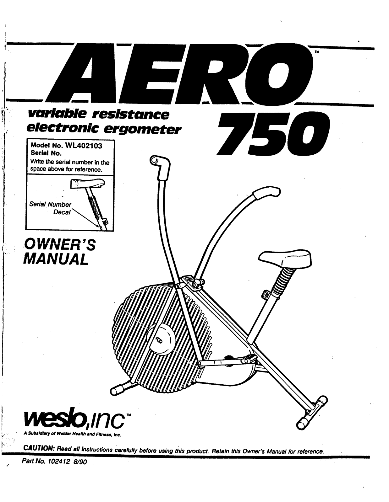 Weslo WL402103 Owner's Manual