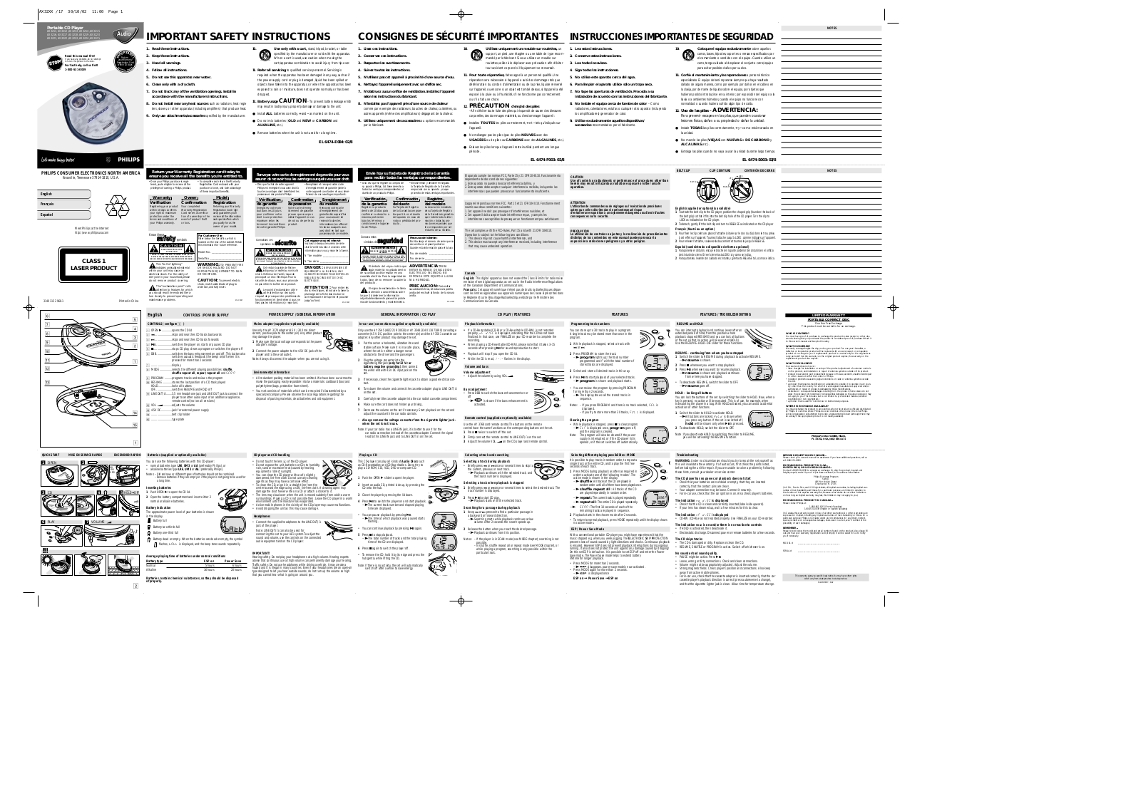 PHILIPS AX3212, AX3213, AX3214, AX3217, AX3218 User guide