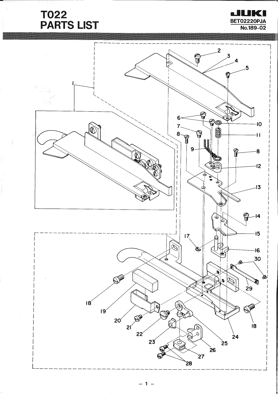 JUKI TO22 Parts List