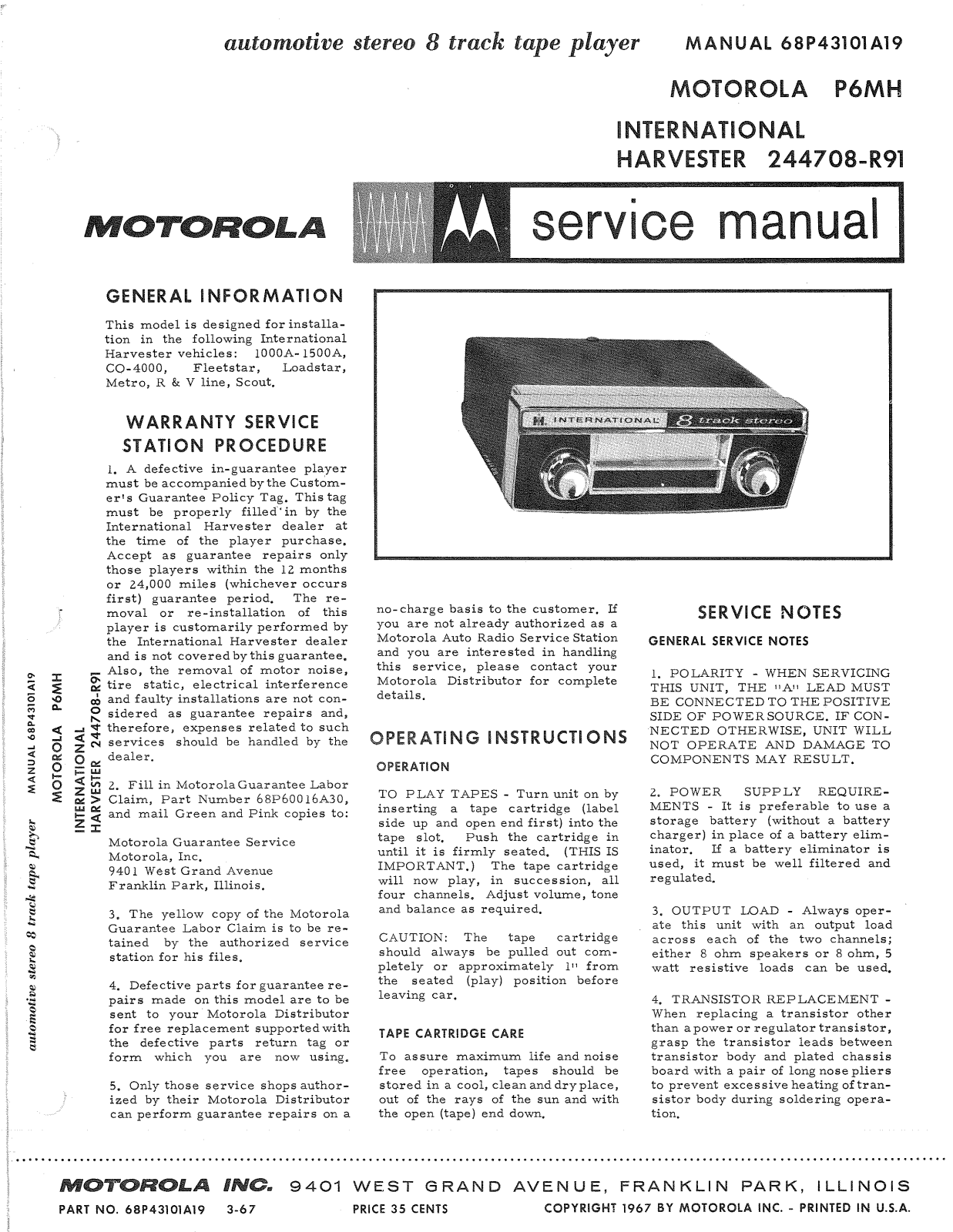 Moth Audio P-6-MH Service manual