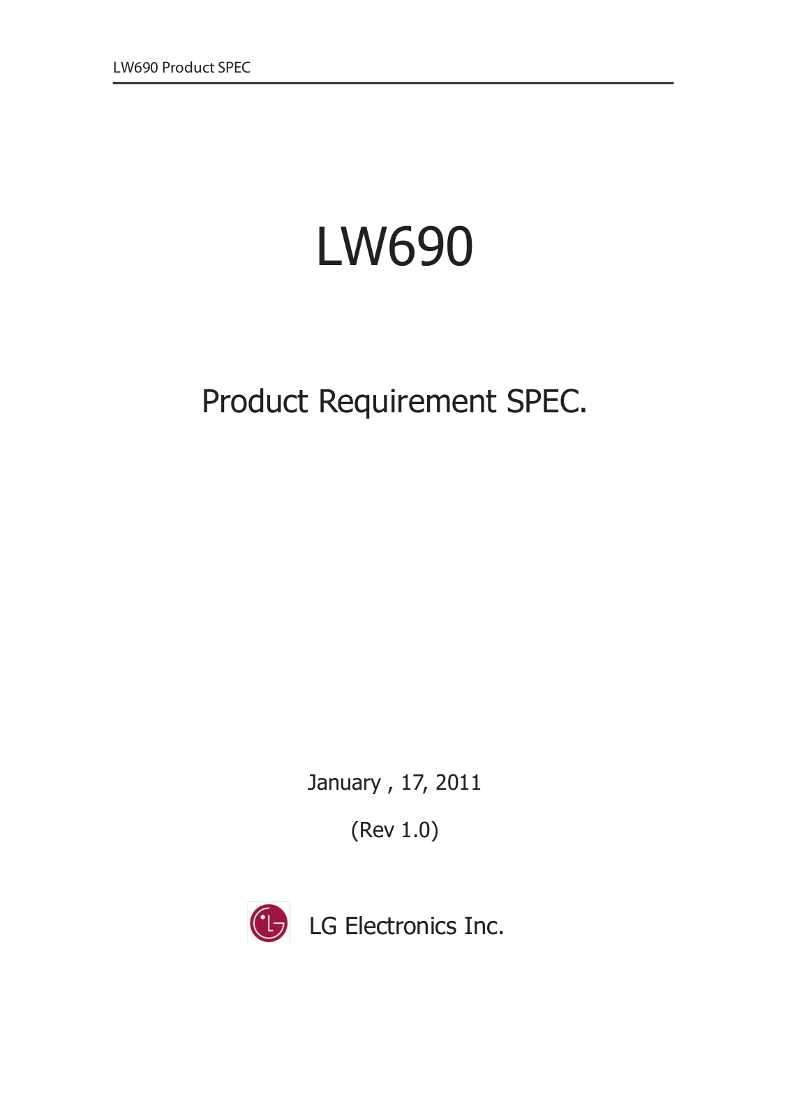 LG LW690 Service Manual