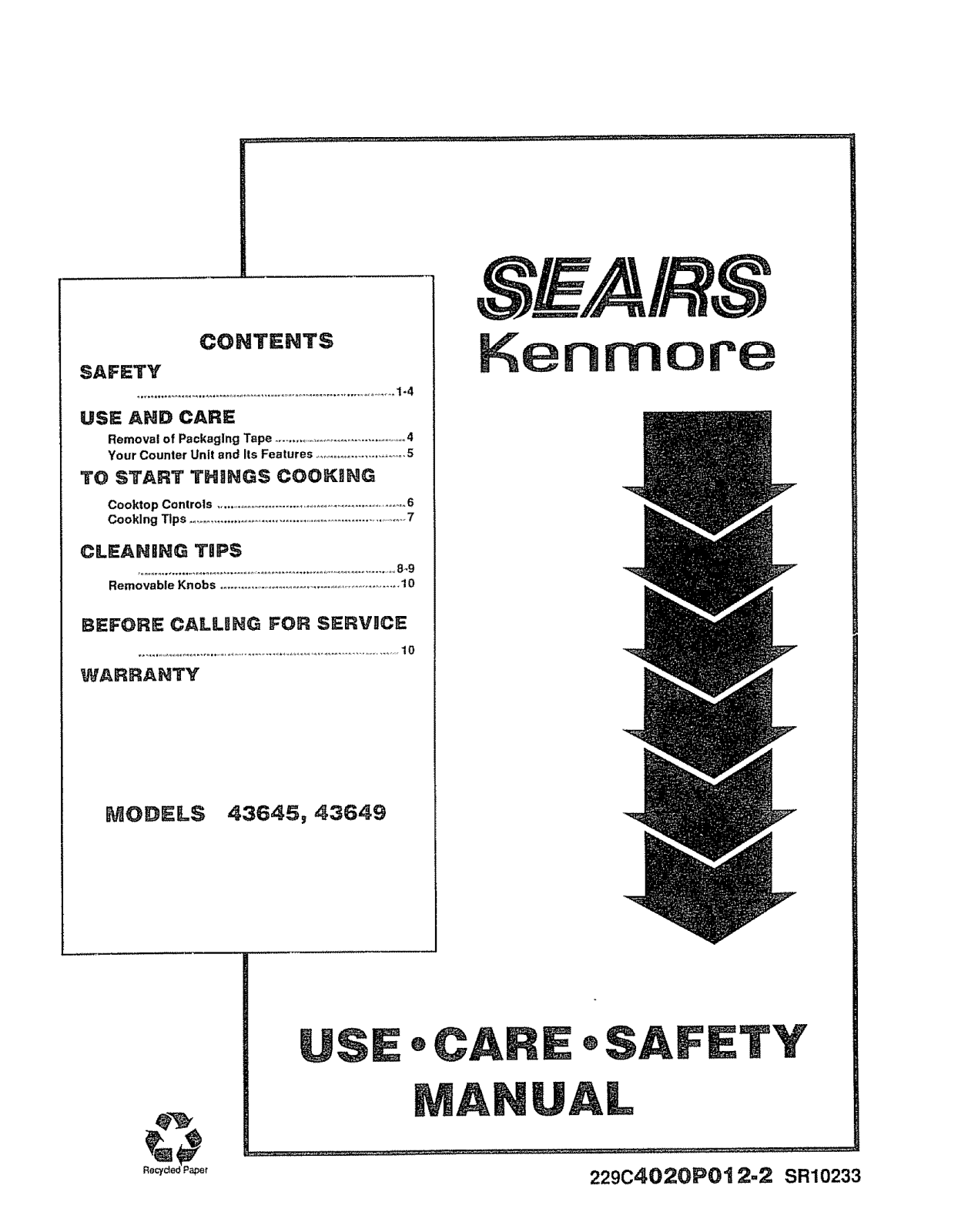 Kenmore 9114364590, 9114364591, 9114364990, 9114364991 Owner’s Manual