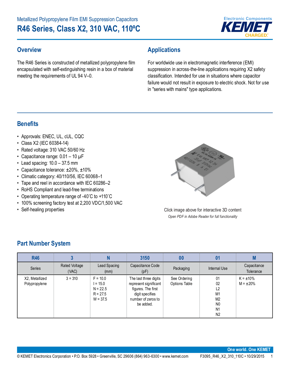KEMET R46 68N 310 Datasheet - ManualMachine.com