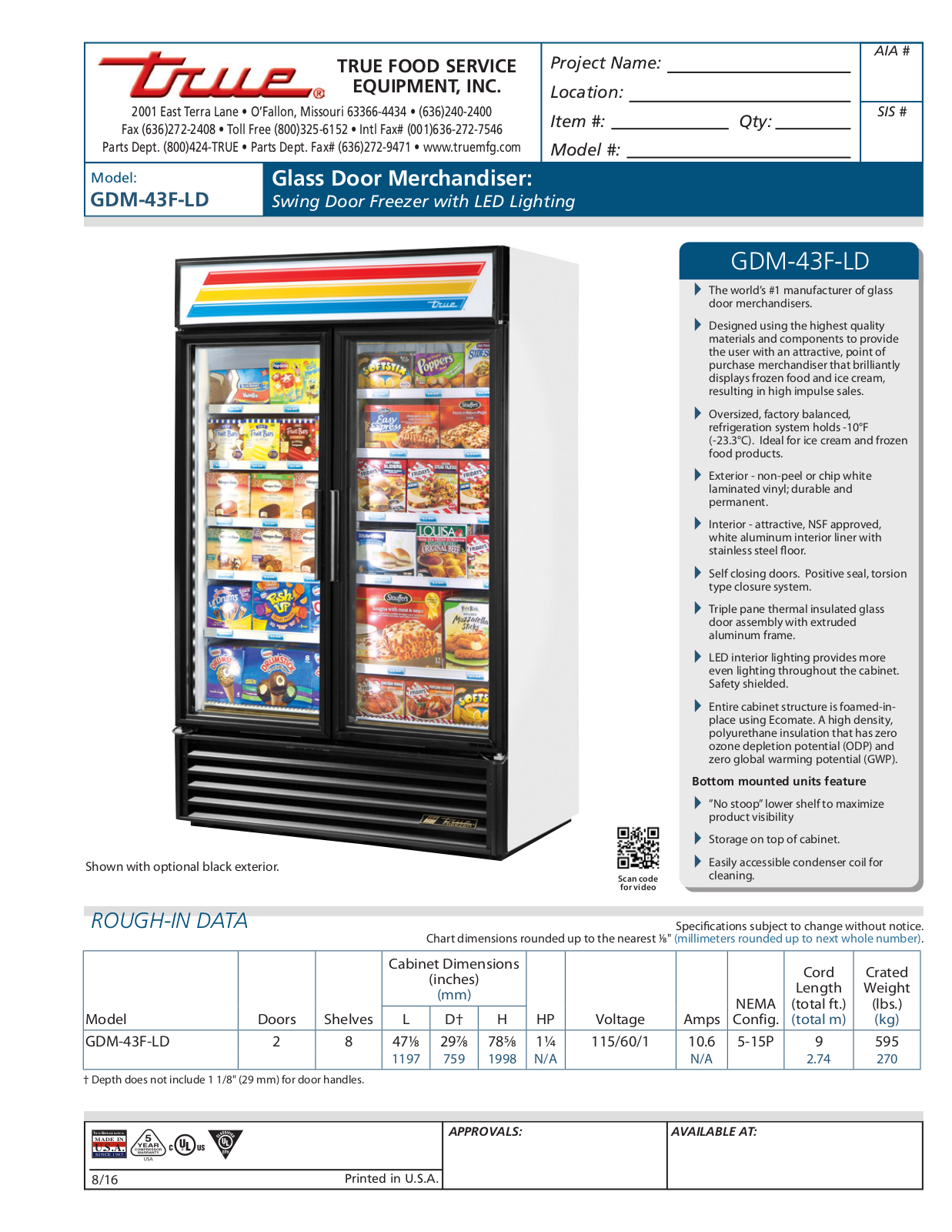 True GDM-43F-LD User Manual