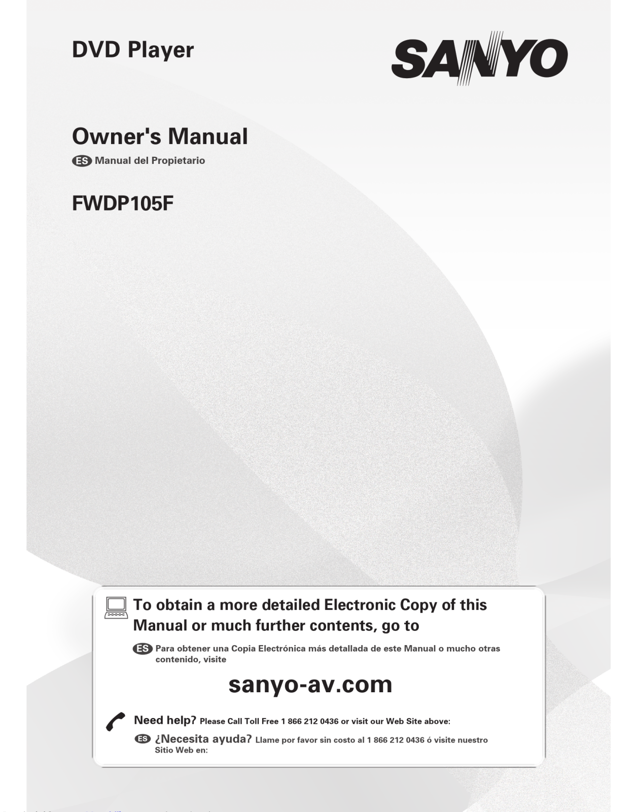 Sanyo FWDP105F Owner's Manual
