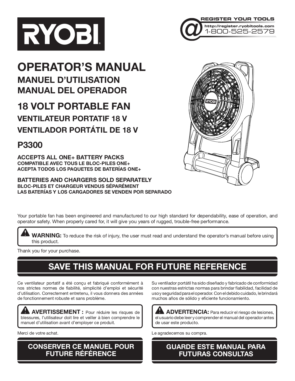 Ryobi P3300 User Manual