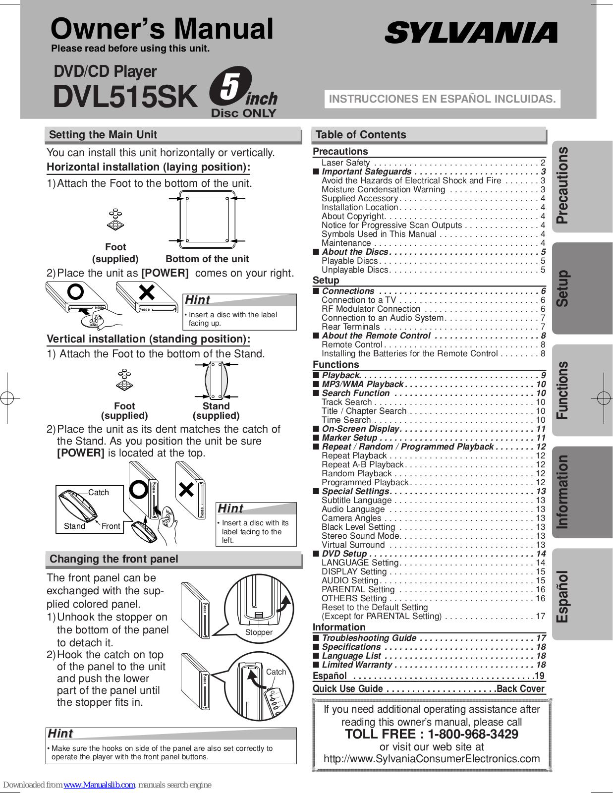 Sylvania DVL515SLK Owner's Manual