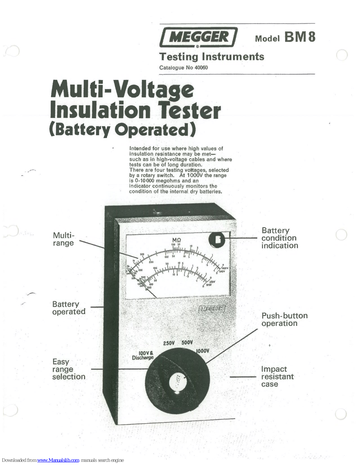 Megger BM8 User Manual