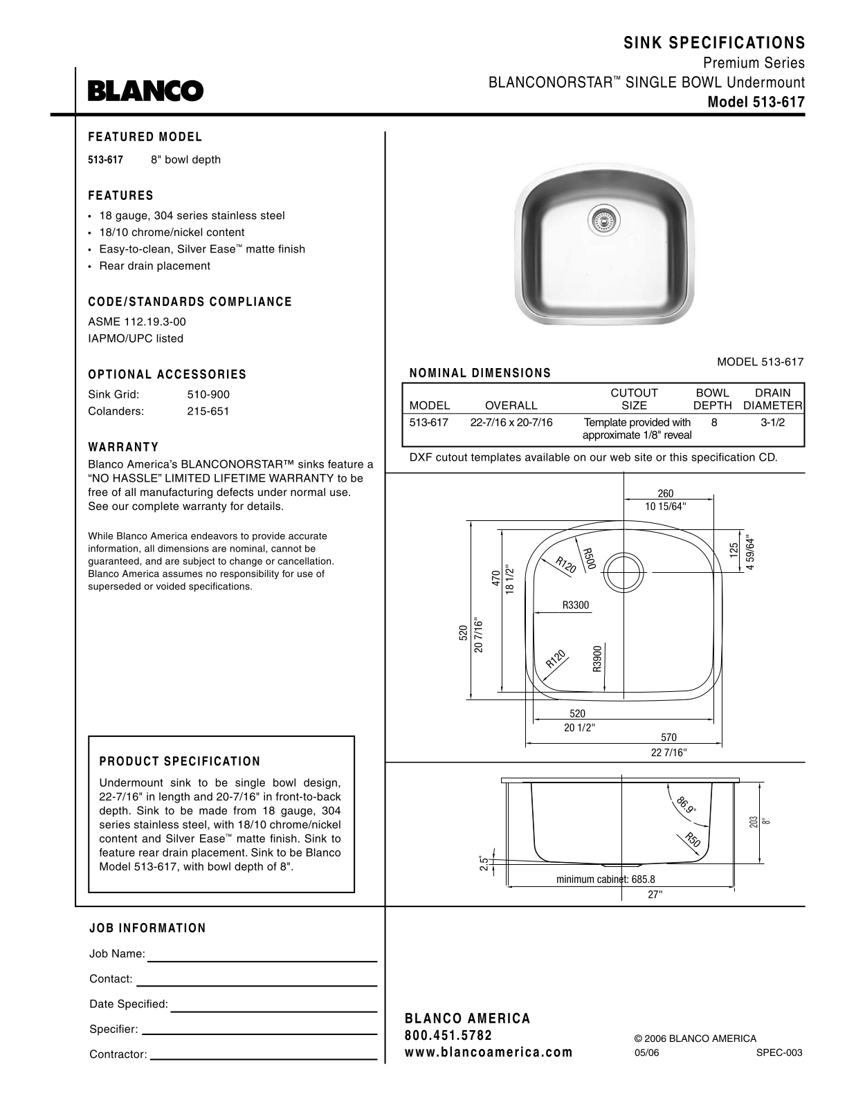 Blanco 513-617 User Manual