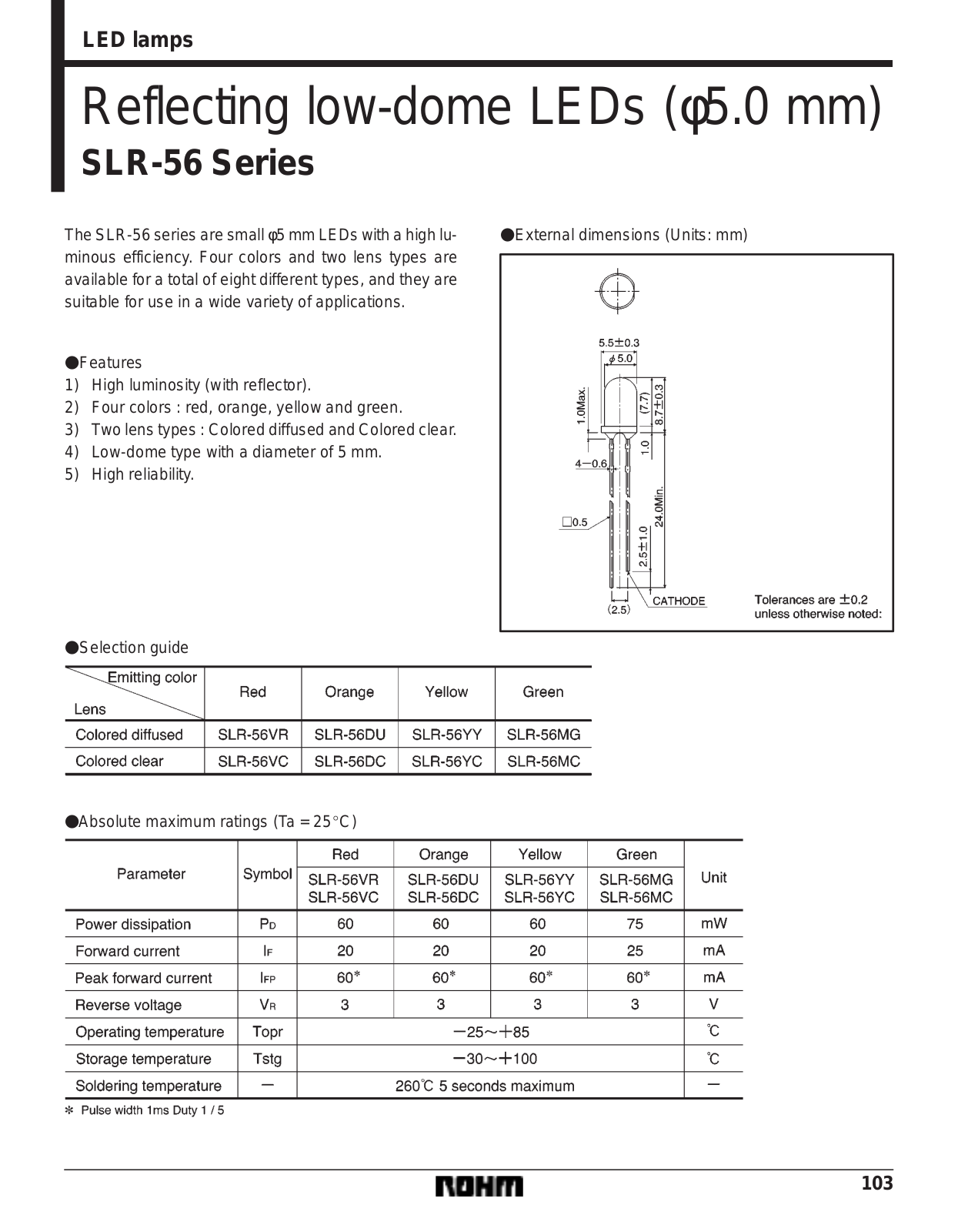 ROHM SLR-56DC, SLR-56DU, SLR-56MC, SLR-56MG, SLR-56VC Datasheet