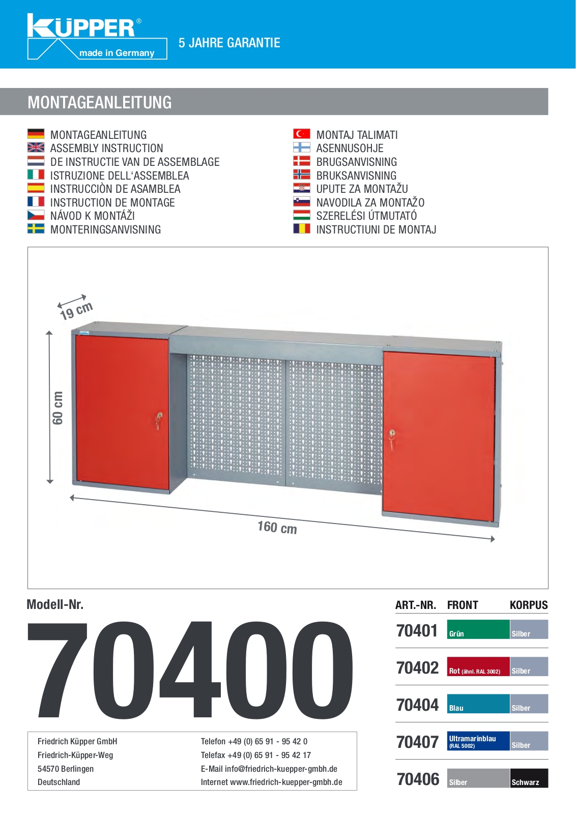 Küpper 70402, 70400, 70401, 70404, 70406 User guide