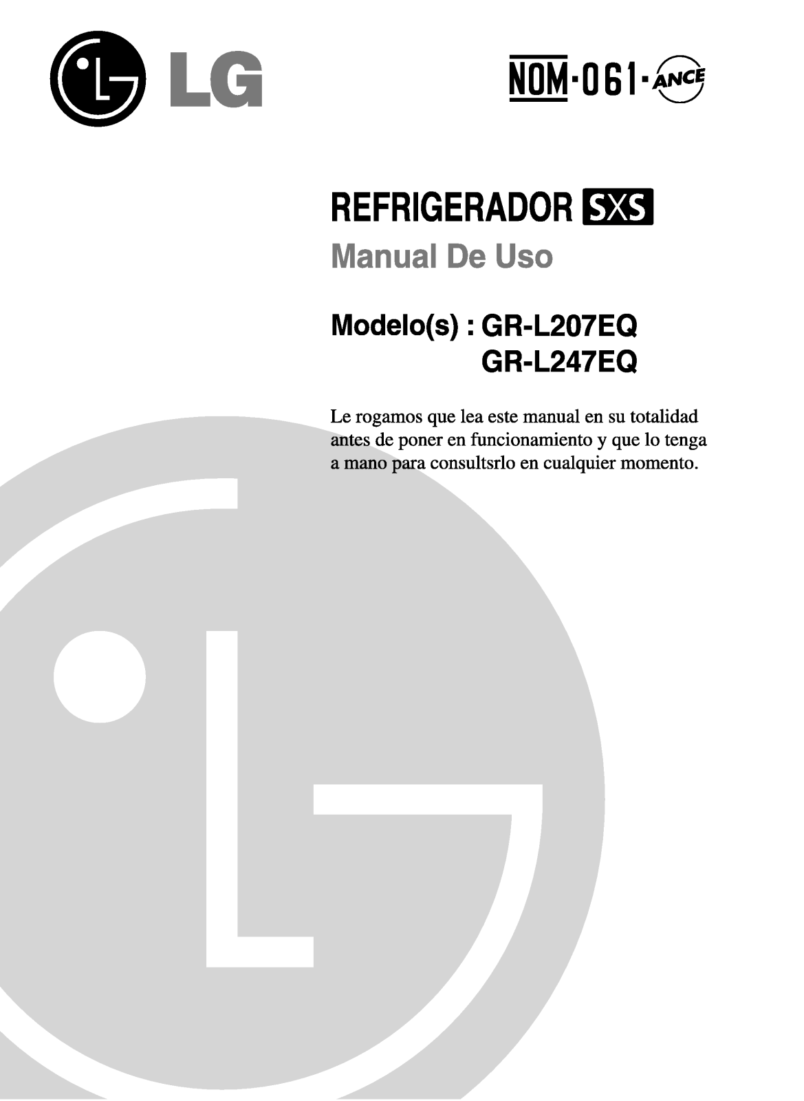 Lg GR-L207EQ User Manual