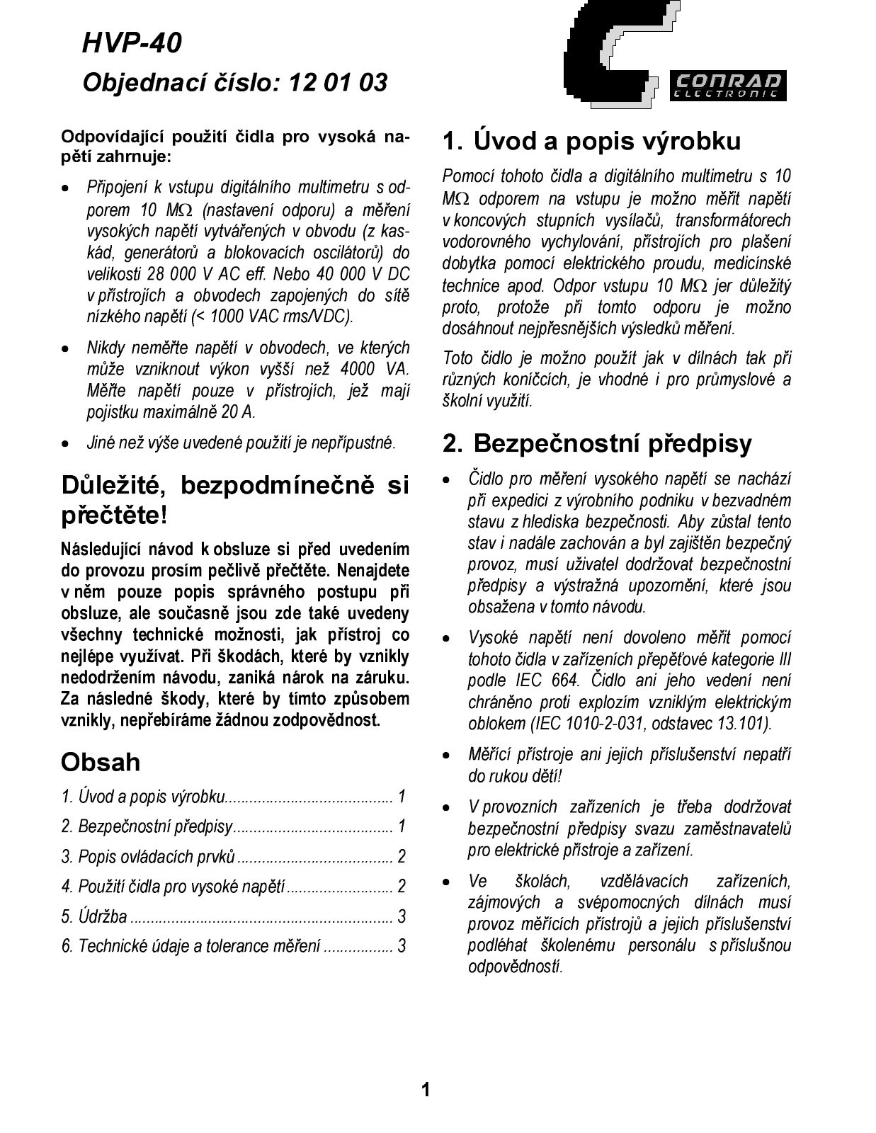 VOLTCRAFT HVP-40 User guide