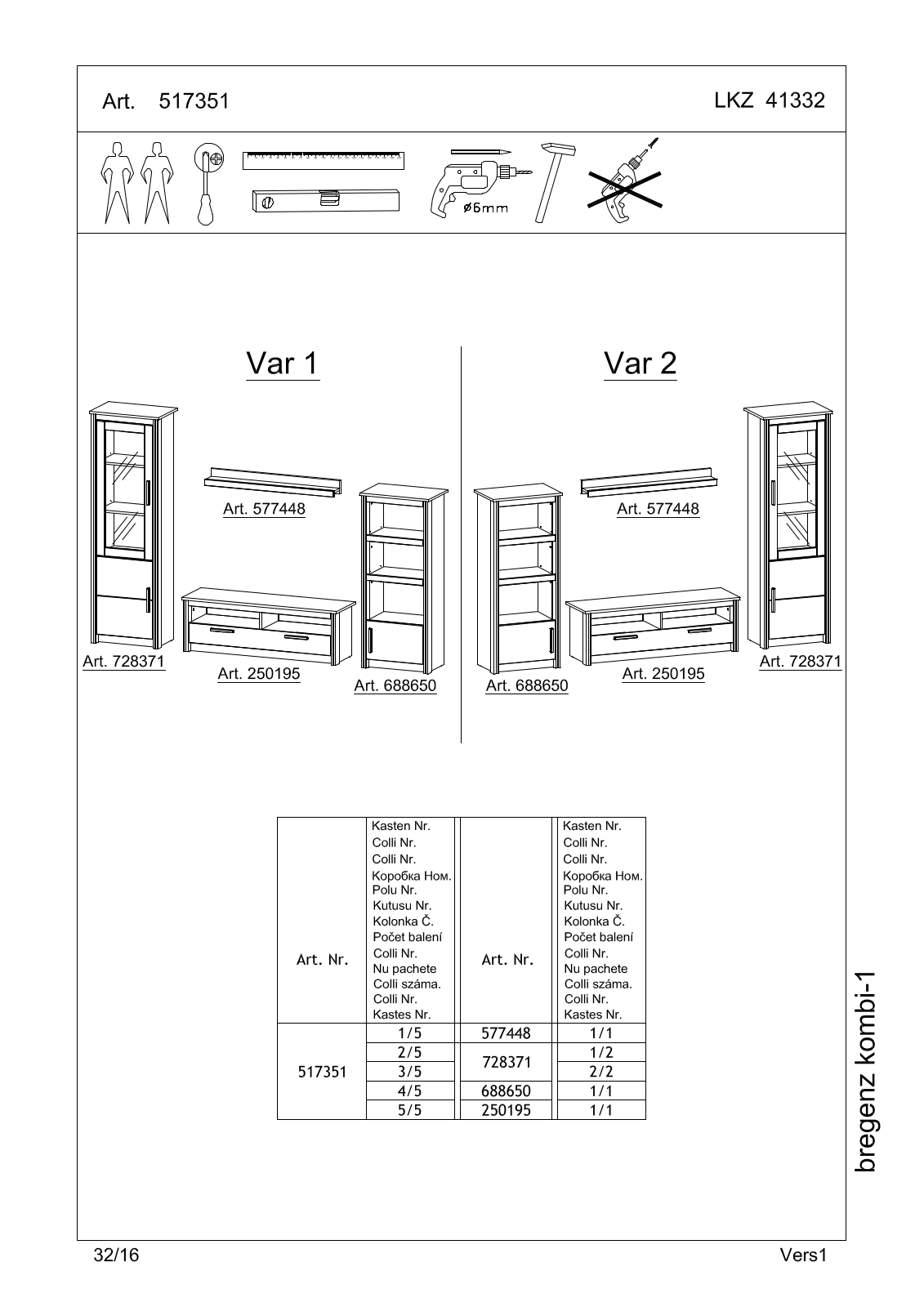 Home affaire Bregenz Assembly instructions