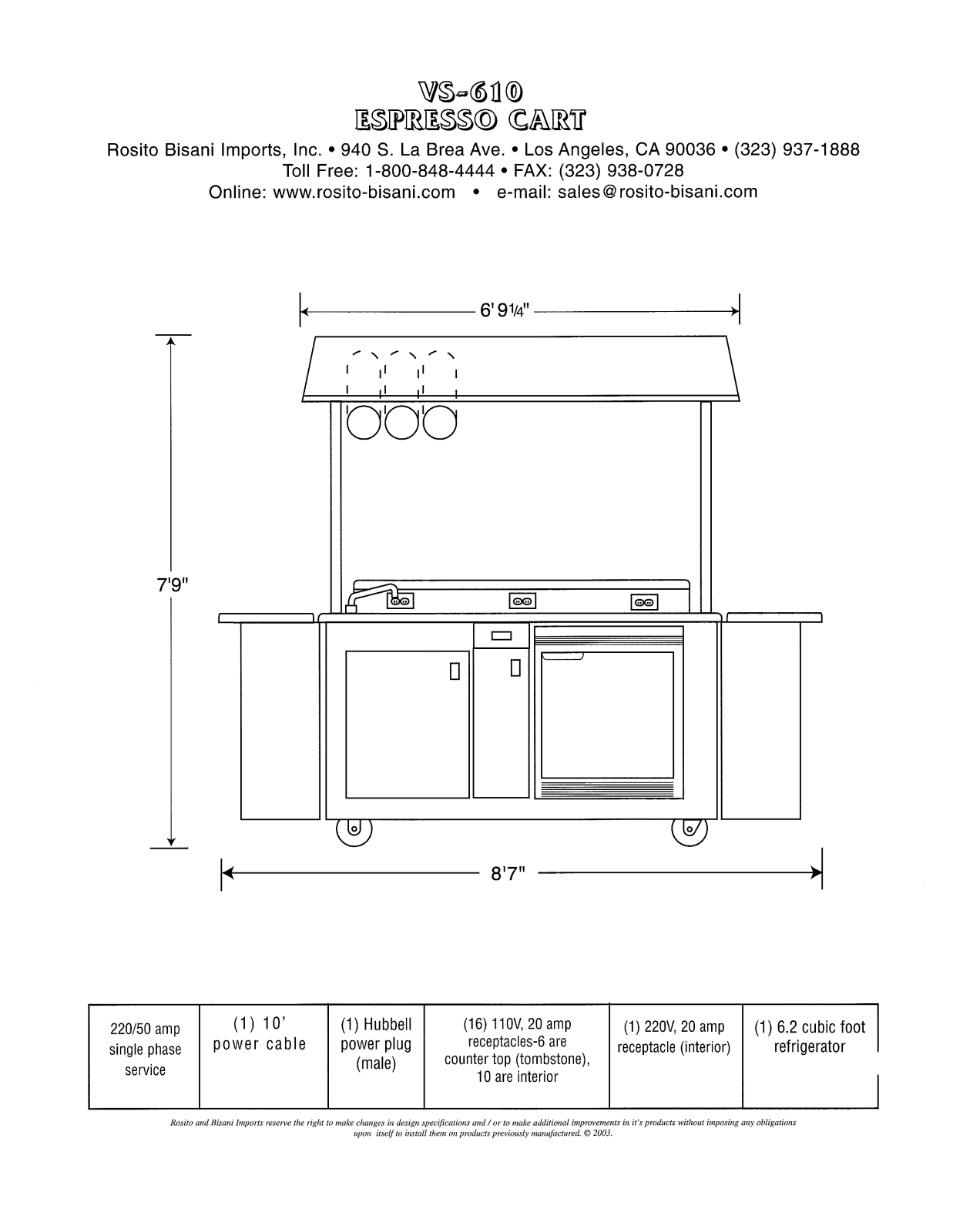 Rosito Basani VS-610 Service Manual