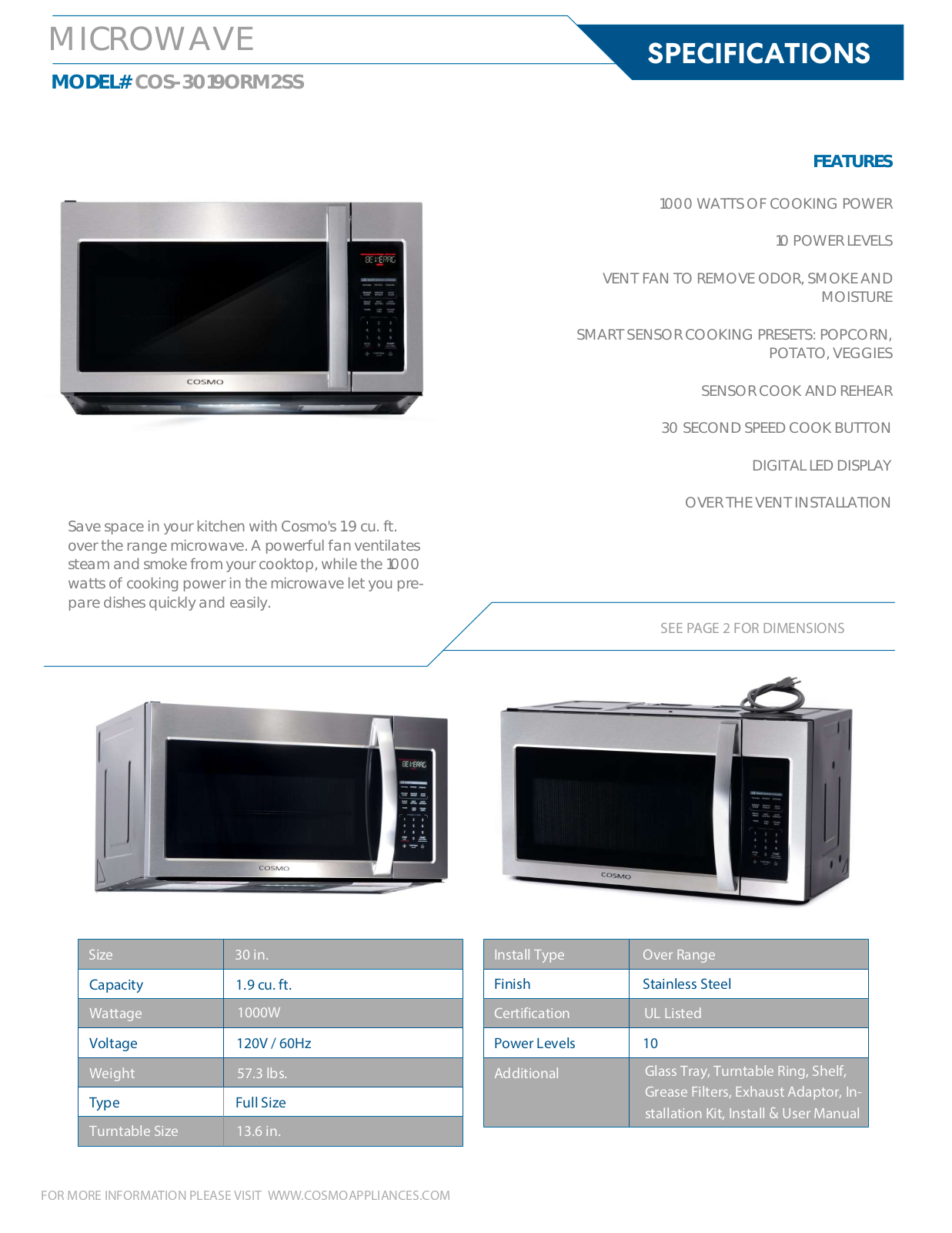 Cosmo DVRD1232 Specifications - ManualMachine.com
