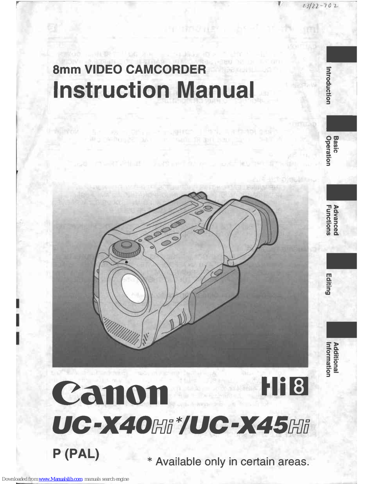 Canon UC-X40 Hi, UC-X45 Hi Instruction Manual