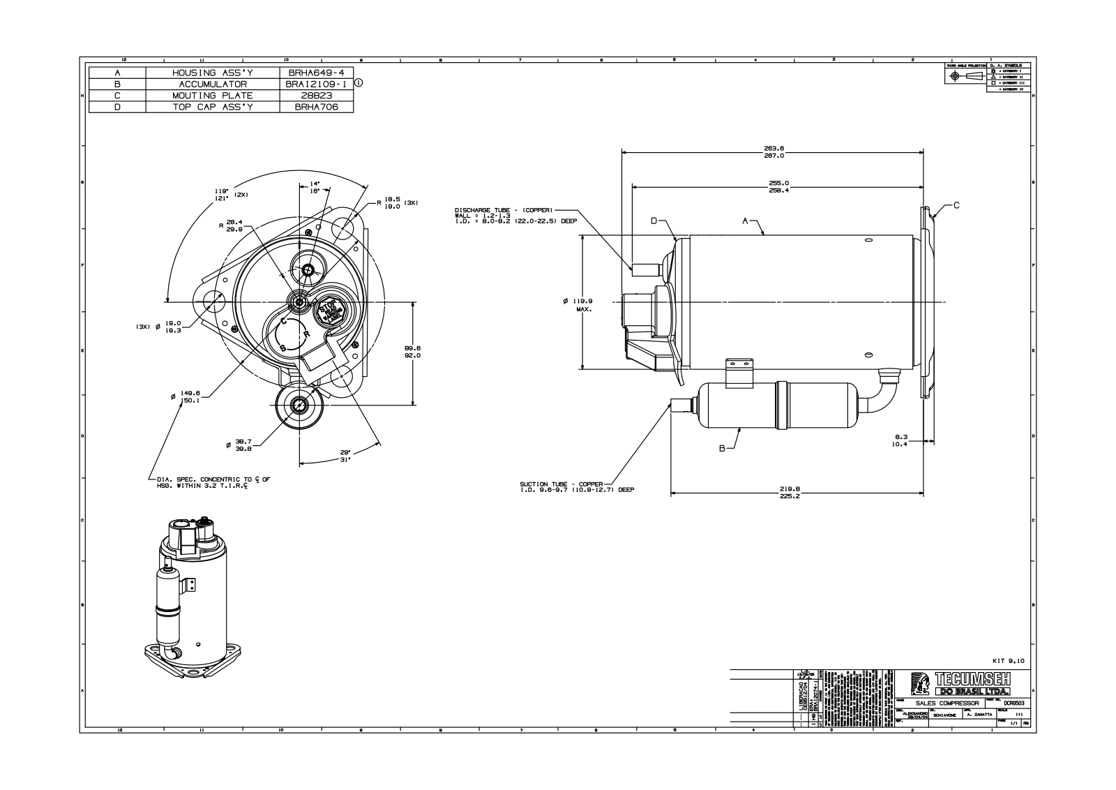 Tecumseh RGA5512BAA, RGA5512BXC, RGA5512BXD, RGA5512BXV Drawing Data