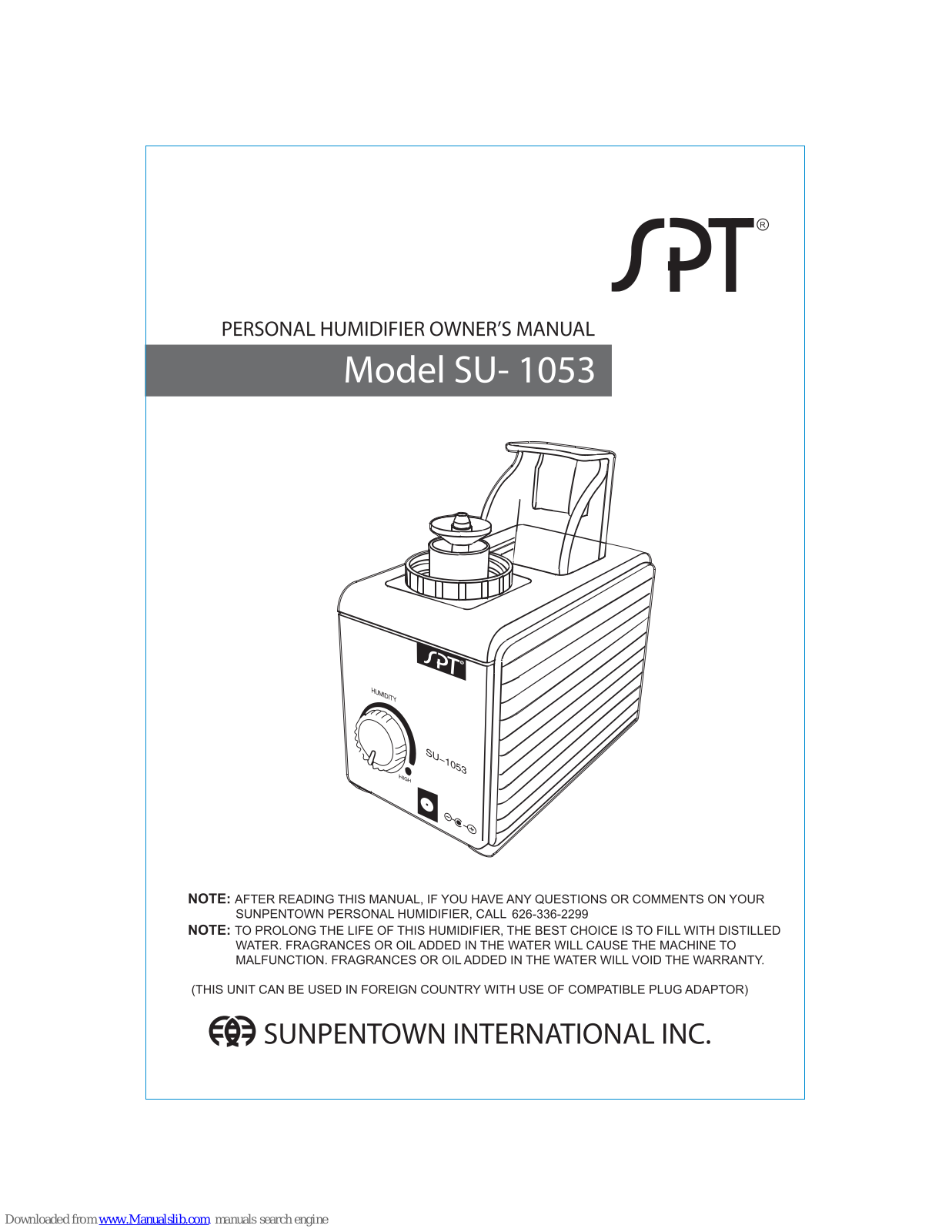 SPT SU-1053 Owner's Manual