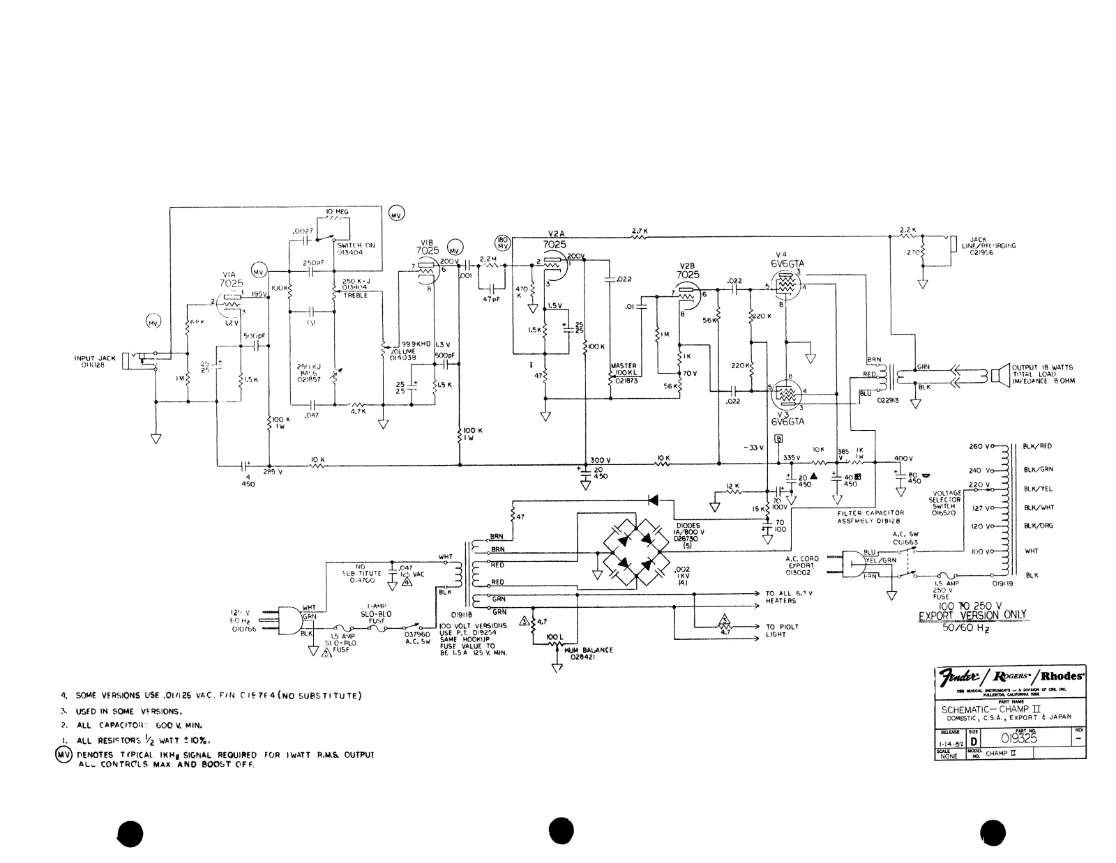 Fender Champ-II Schematic