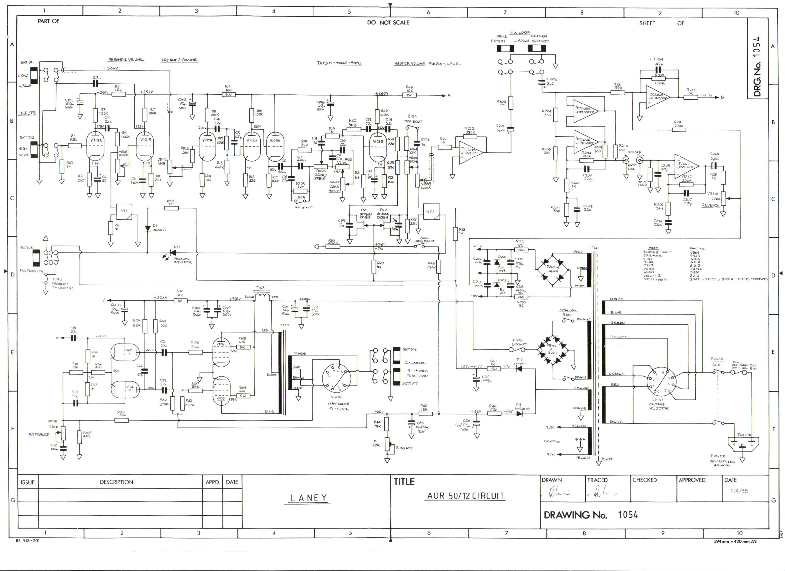 Laney AOR 50/12 Cirquit Diagram