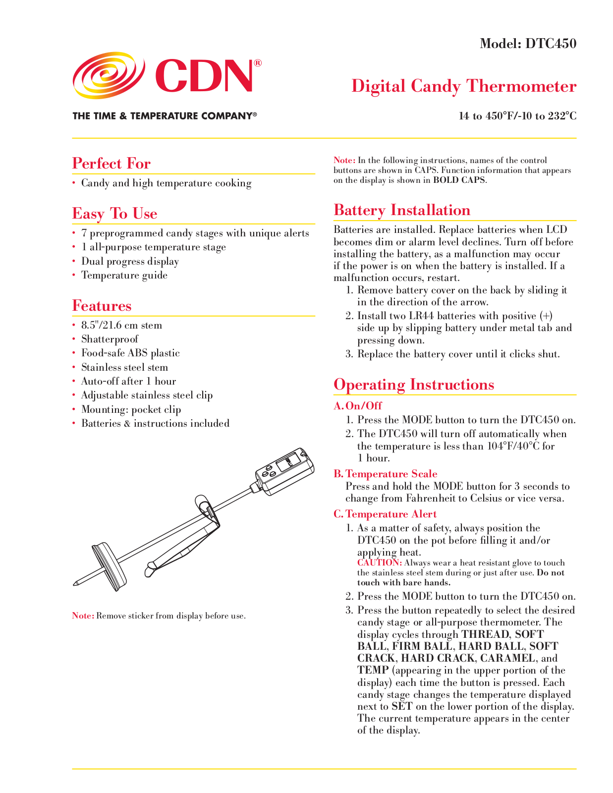 CDN DTC450 User Manual