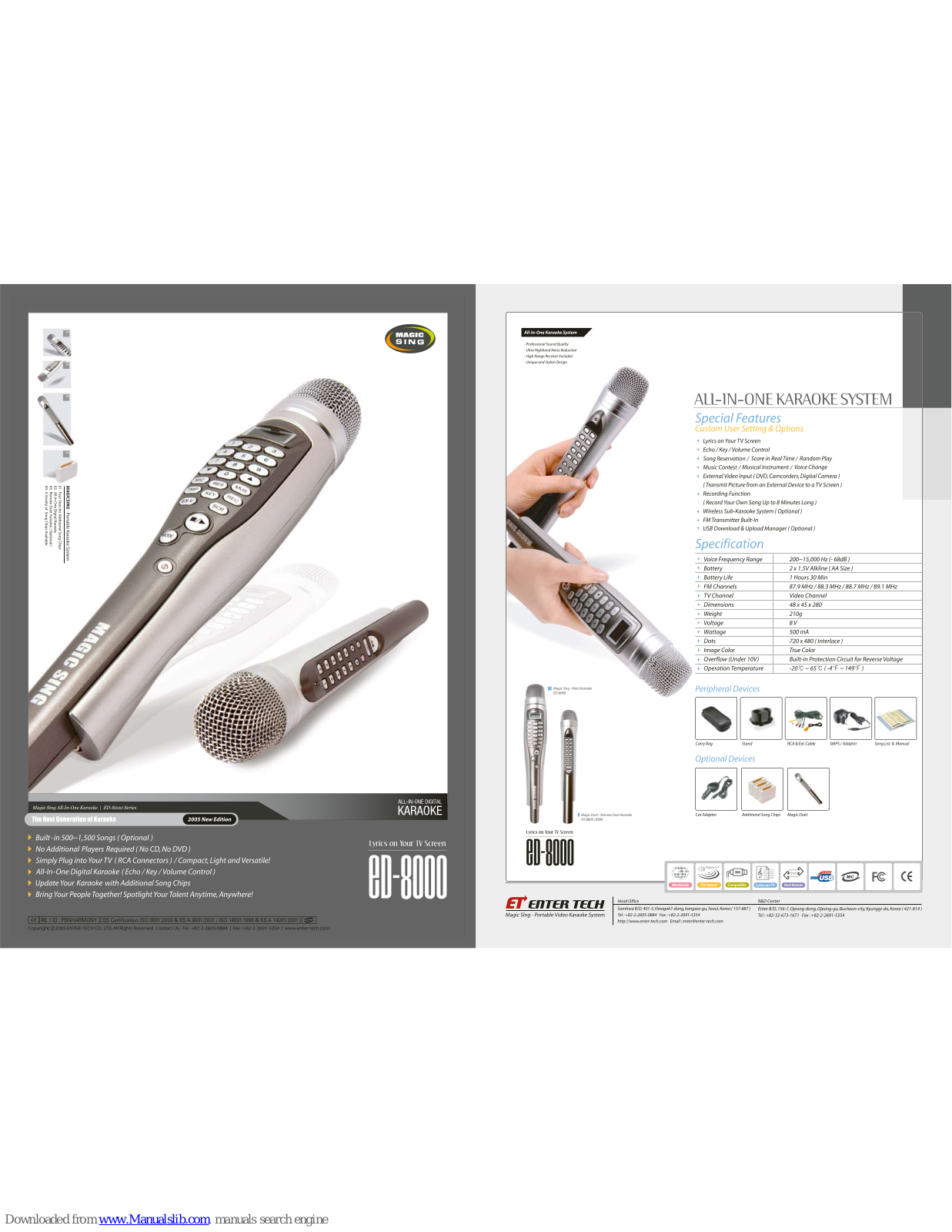 Enter-Tech MagicSing ED-8000 Specifications - ManualMachine.com